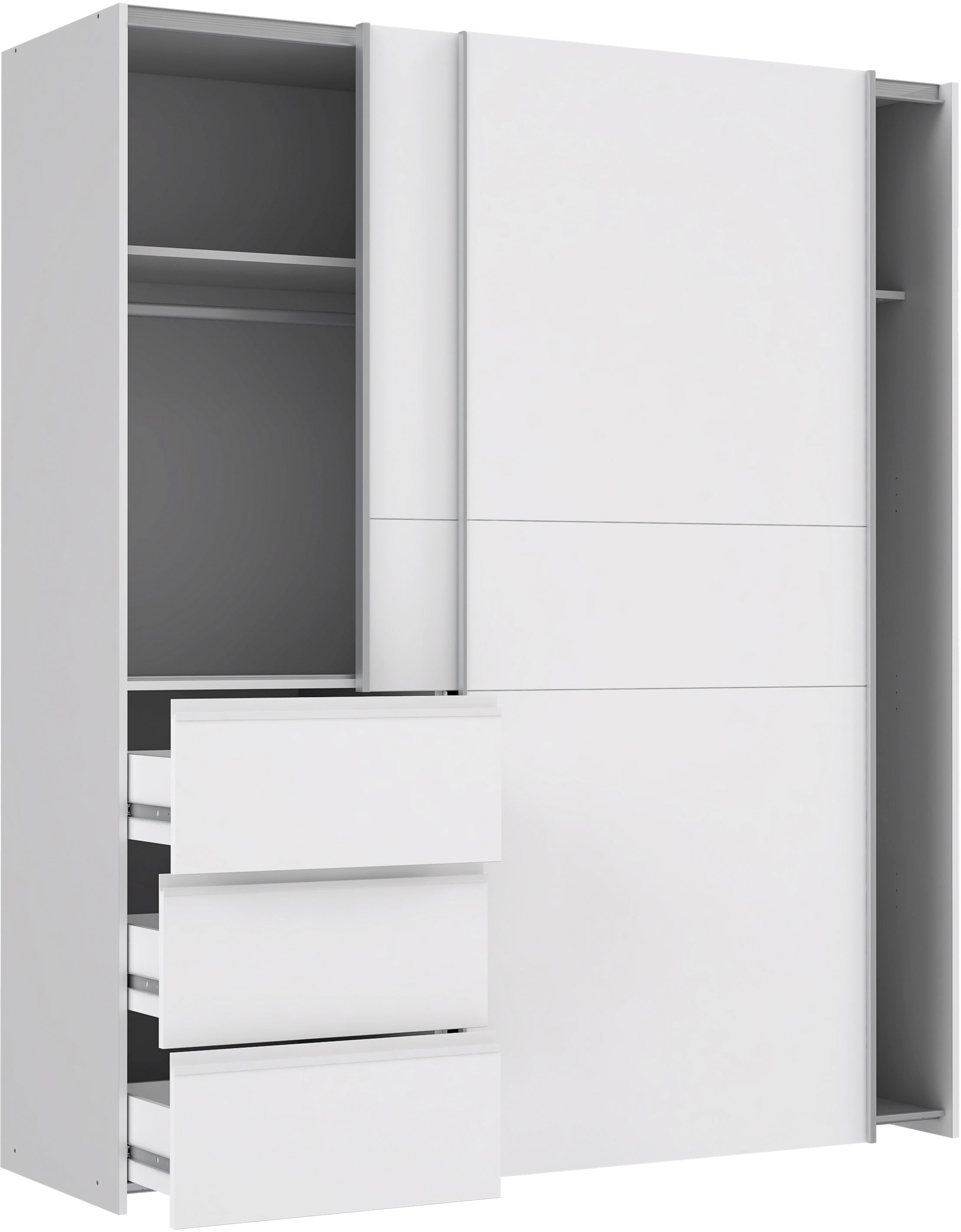 FORTE Schwebetürenschrank »Winn, Schiebetürenschrank mit 3 Schubladen, Made in Europe« In 2 Grössen erhältlich - B/H/T ca. 170x200,5x61cm und 200x200,5x61cm,  verschiedene Grössen und Farben, sehr viel Stauraum
