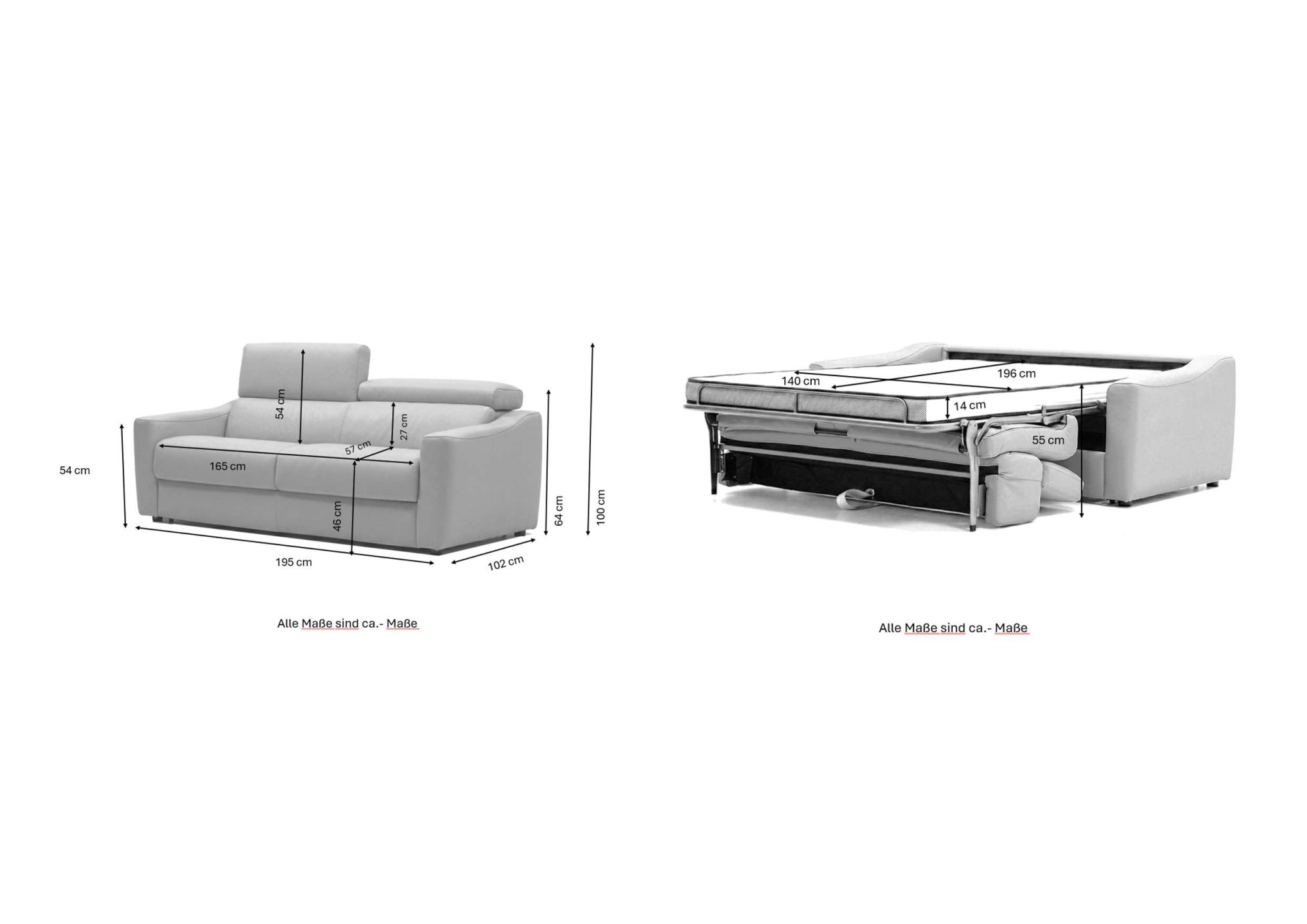 Egoitaliano Canapé-lit »STRIKE, Made in Italy-Designsofa mit Dauerschlaffunktion,Breite 195 cm« Canapé-lit, microfibre de luxe aspect cuir avec appuie-têtes réglables