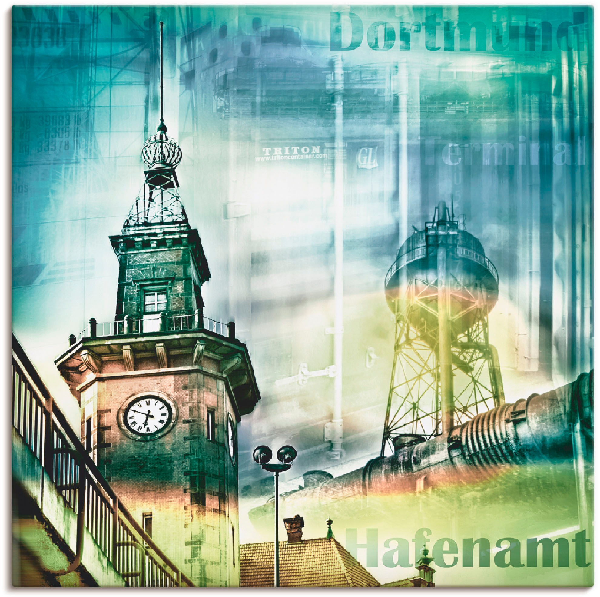 Image of Artland Wandbild »Dortmund Skyline Collage I«, Architektonische Elemente, (1 St.), in vielen Grössen & Produktarten -Leinwandbild, Poster, Wandaufkleber / Wandtattoo auch für Badezimmer geeignet bei Ackermann Versand Schweiz