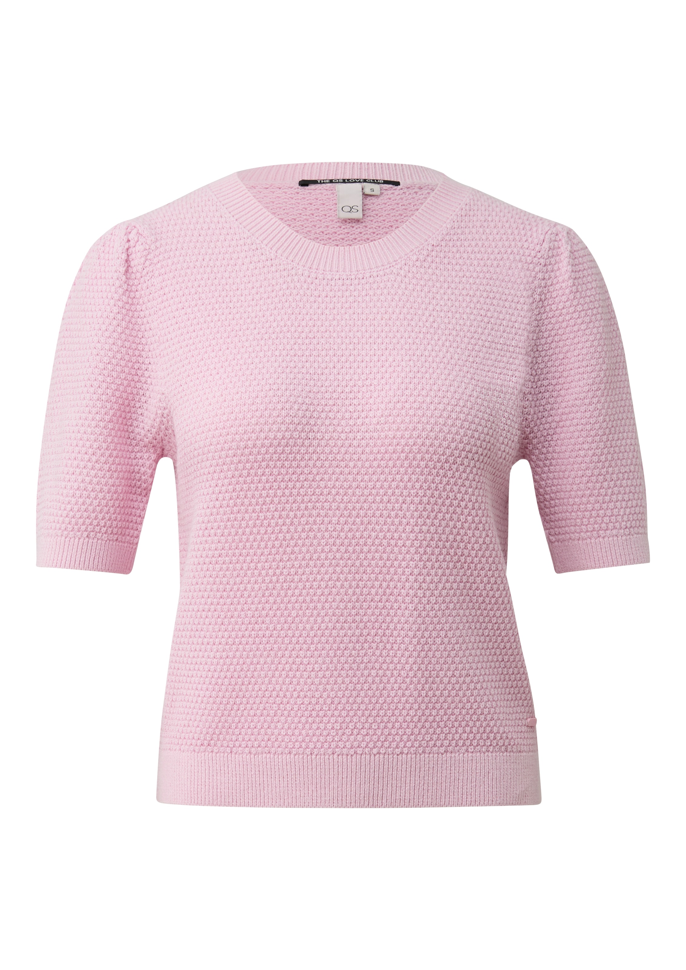 QS Strickpullover Halbarm und in Waben-Optik