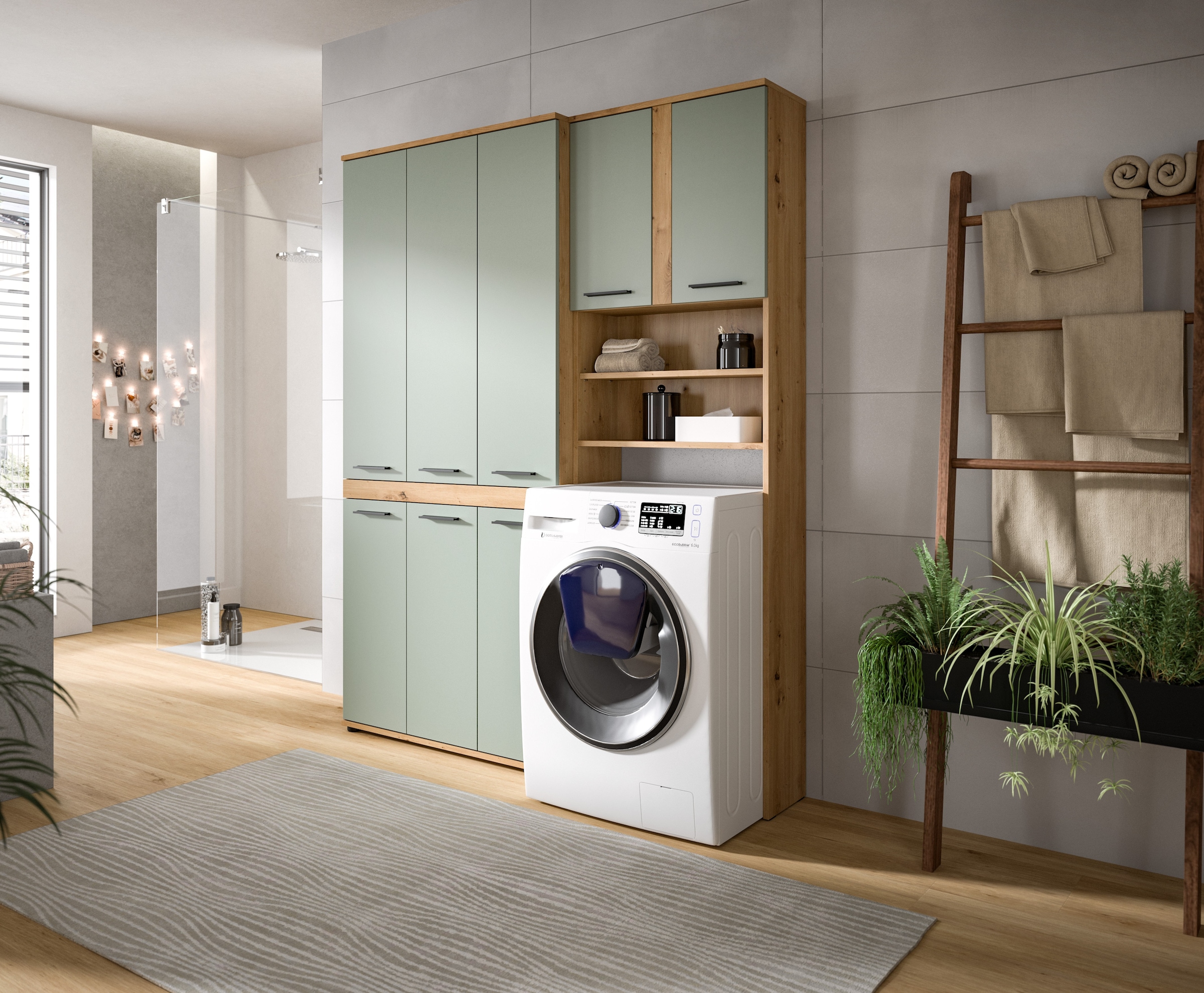 welltime Ensemble de meubles de salle de bain »LUCCA, 2-tlg. Badkombination, viel Stauraum, modernes Design« 2 cuis tlg.