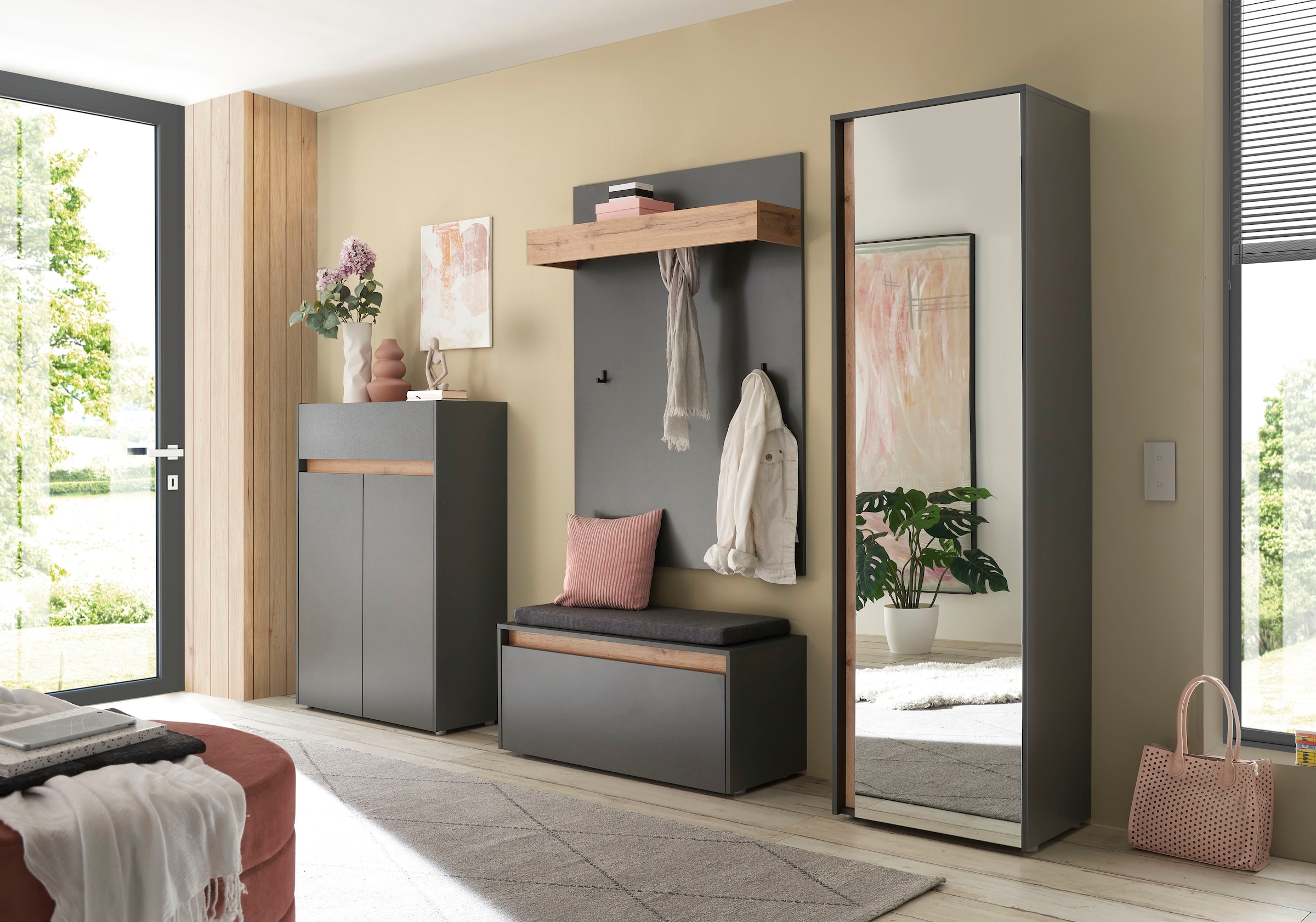 Home affaire Garderoben-Set »City/Giron, moderne Garderobe, viel Stauraum, ca. 24 Schuhe« Set, 4 Stk. tlg.