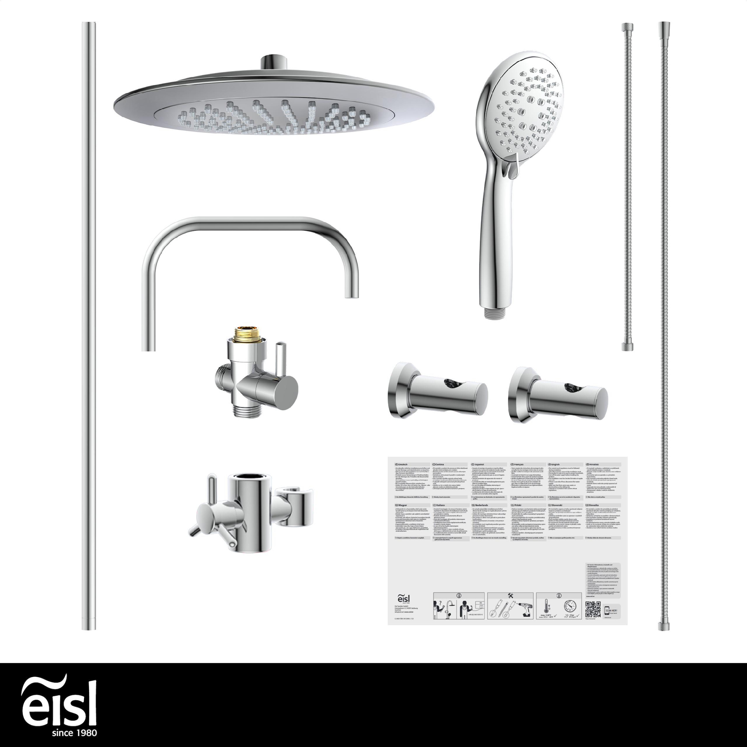 Eisl Brausegarnitur 3-fach verstellbare Wellness Handbrause mit Antikalk-Noppen