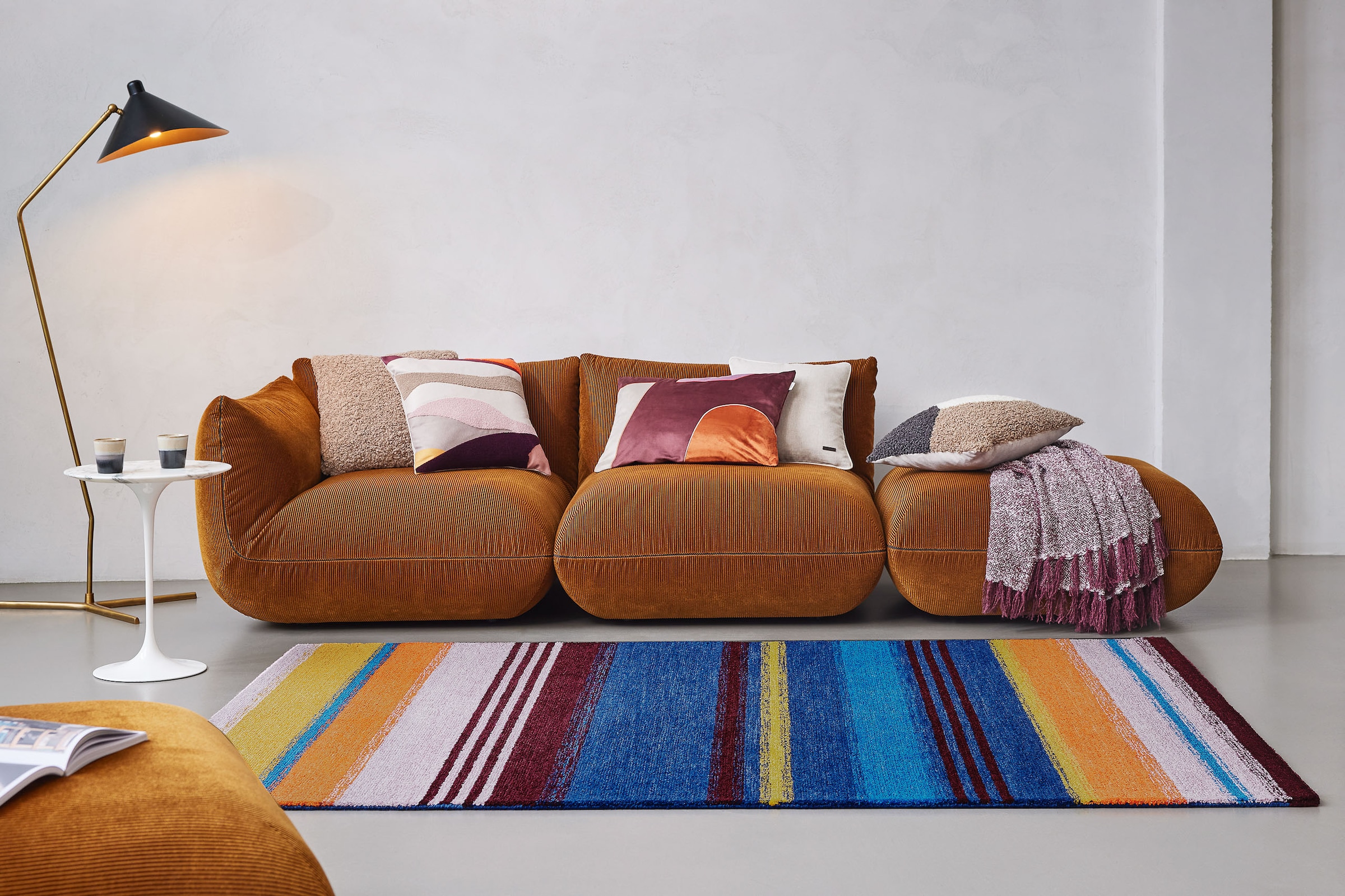 Wecon home Teppich »Petrol« rechteckig 7 mm Höhe handgefertigt, pflegeleicht, gestreift, Wohnzimmer, Schlafzimmer