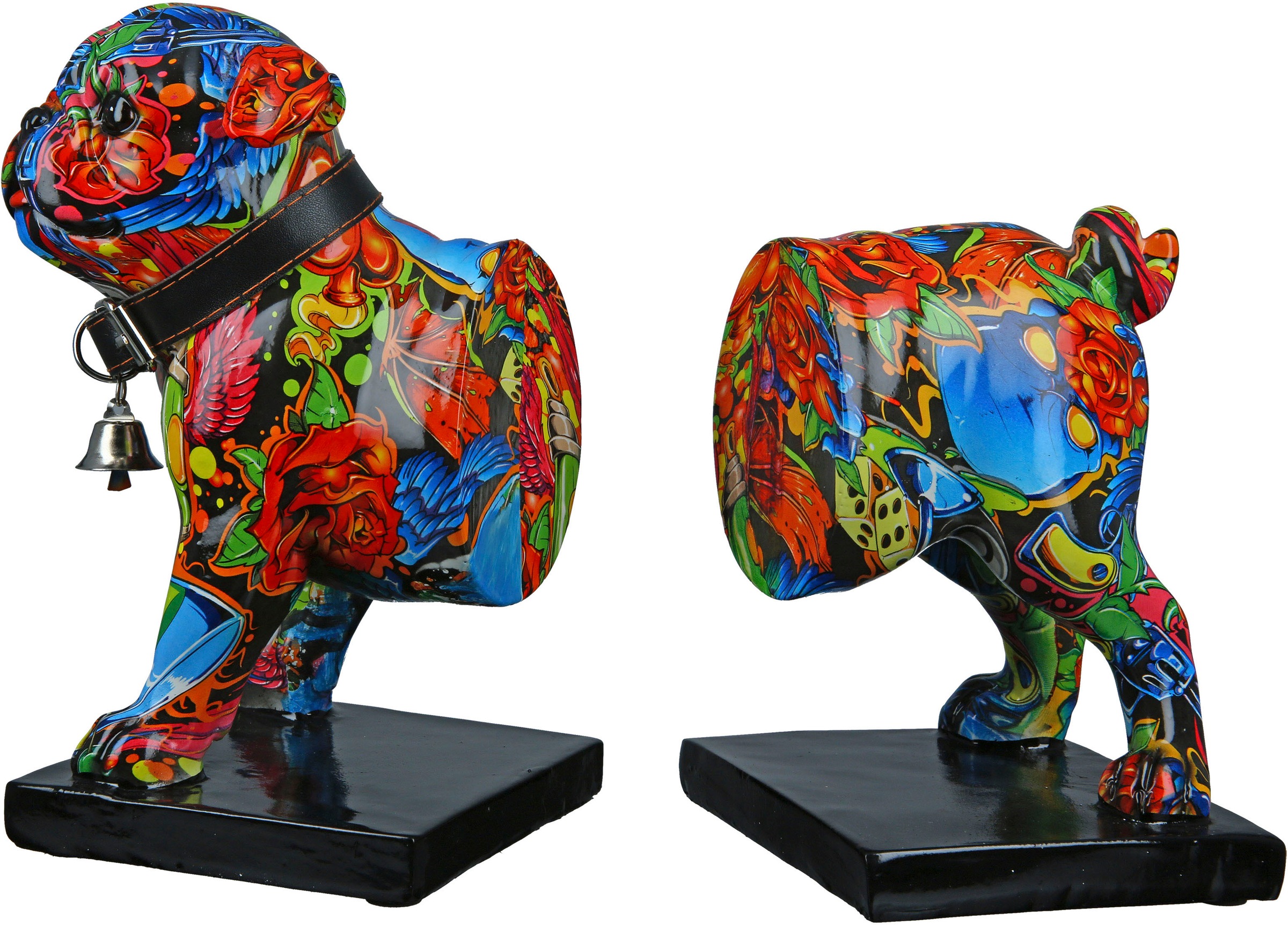 Image of Casablanca by Gilde Tierfigur "Buchstütze 2er-Set Mops Street Art" Graffiti-Design