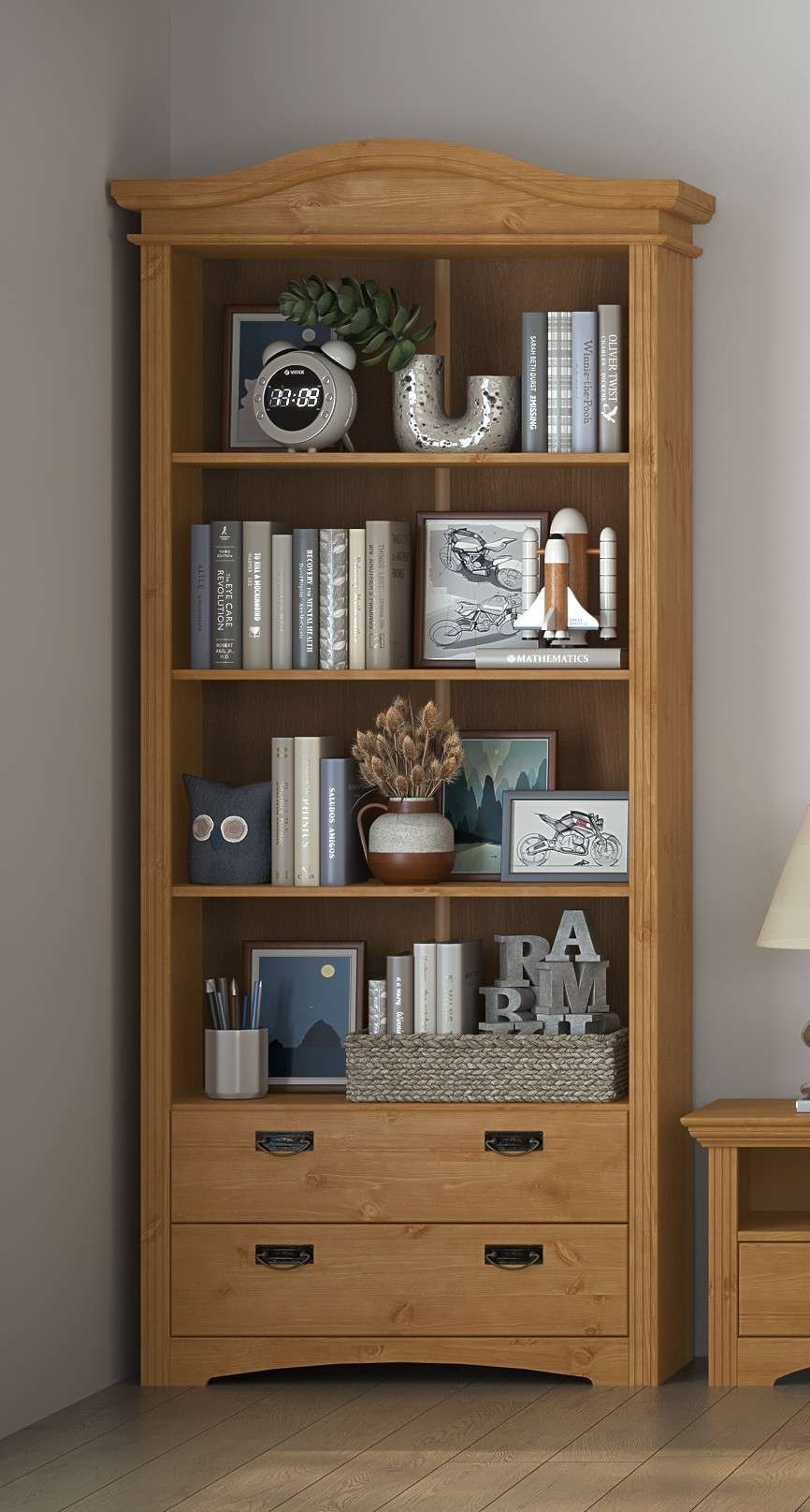 Home affaire Regal »Konrad, Standregal, Bücherregal, Stauraum«, aus massiver Kiefer, Breite 94 cm, Höhe 208 cm, mit Schubladen, FSC®
