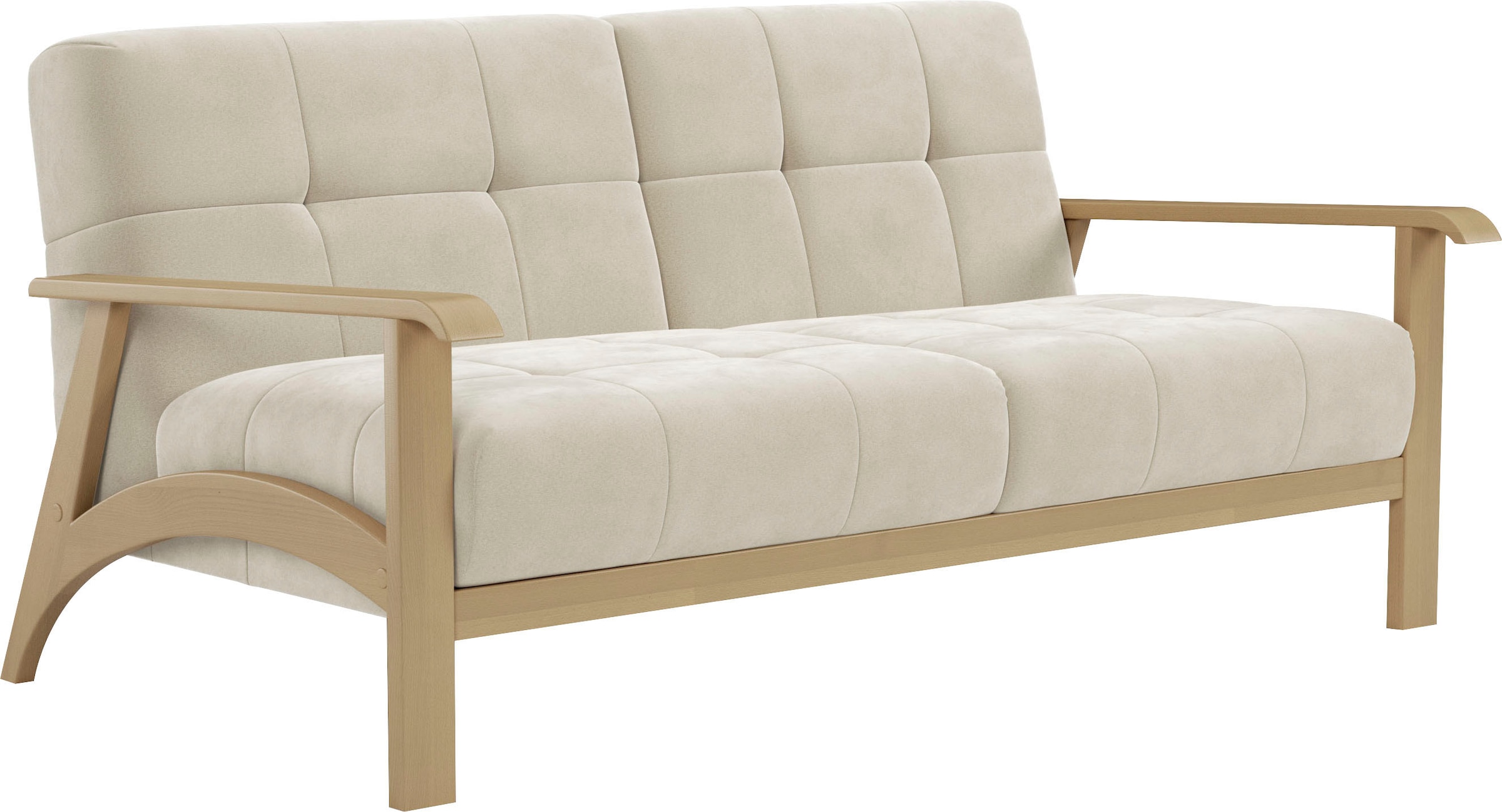 sit&more 2,5-Sitzer »Billund« Armlehnen aus Buchenholz in natur, verschiedene Bezüge und Farben