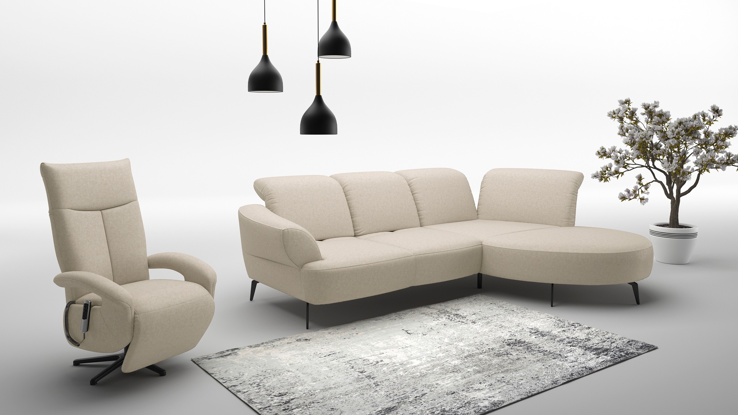sit&more Ecksofa »Dance, L-Form, inkl. Sitztiefenverstellung«, inkl. Click&Seat, optional mit Kopfteilverstellung
