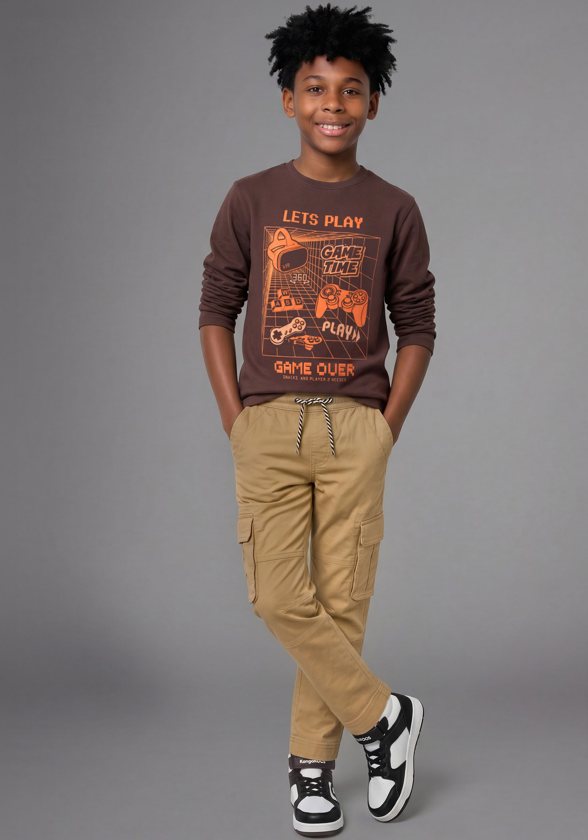 KIDSWORLD Langarmshirt »Gamer-Shirt: LETS PLAY  - GAME OVER« Gamer-Shirt, langarm, Basic-Stil, für Alltag und Freizeit