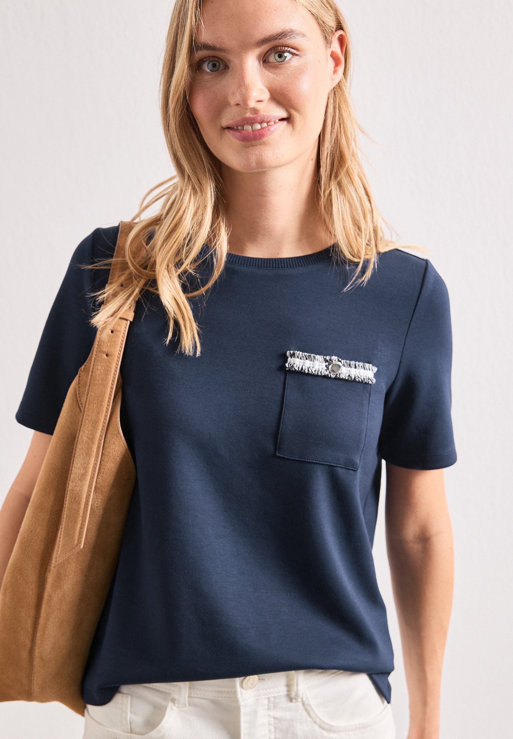 Image of STREET ONE Kurzarmshirt Sommershirt mit dekorativer Brusttasche