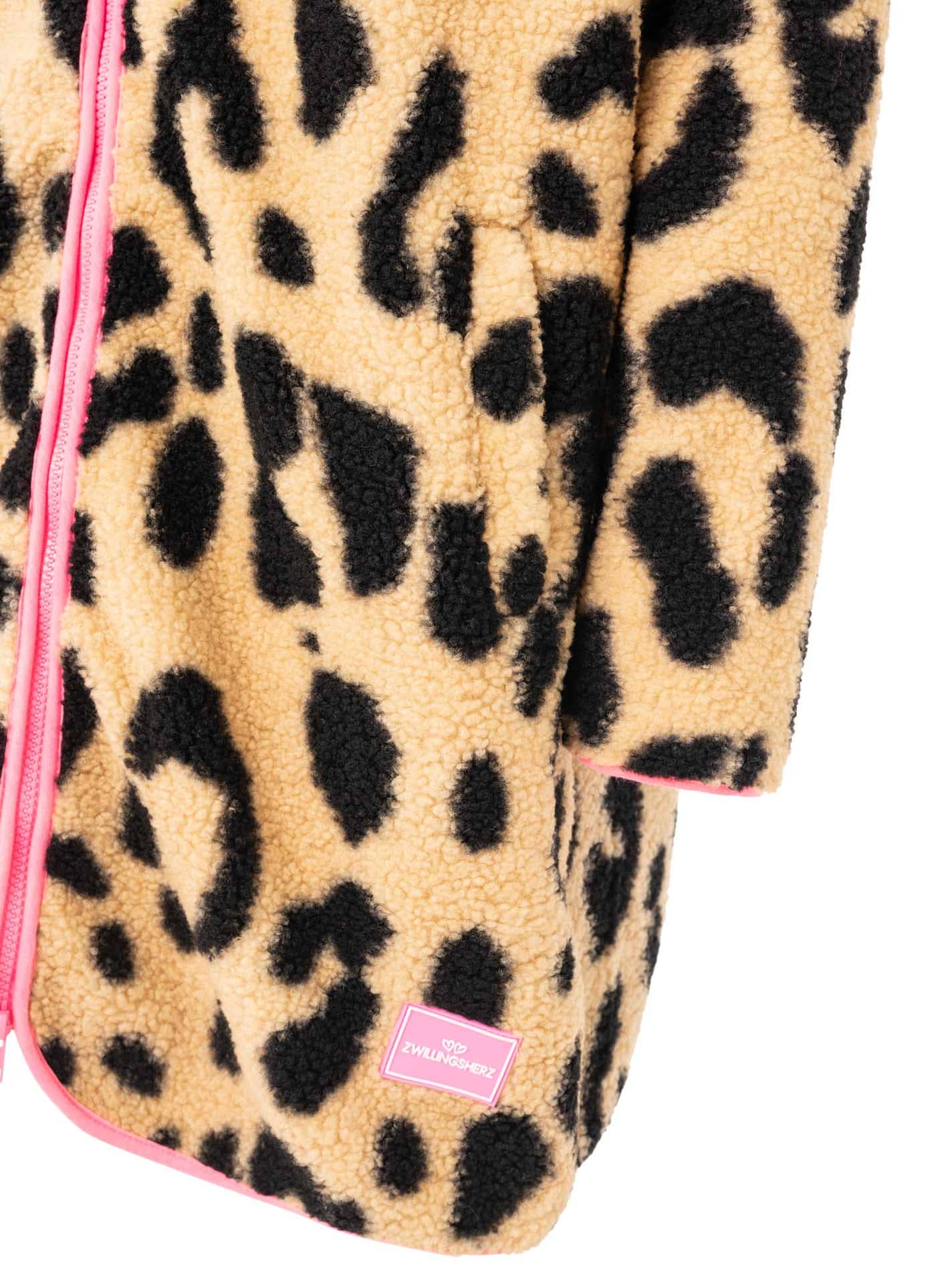 Zwillingsherz Kurzmantel »"Leo"« Animalprint, pinke Kanten an Ärmeln, Saum und Zipper, Eingriffstaschen