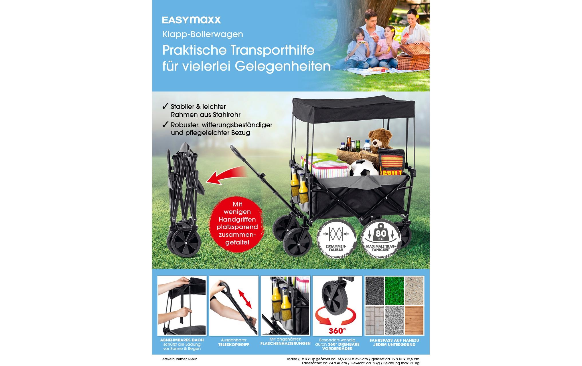 EASYmaxx Bollerwagen »faltbar, mit Dach«