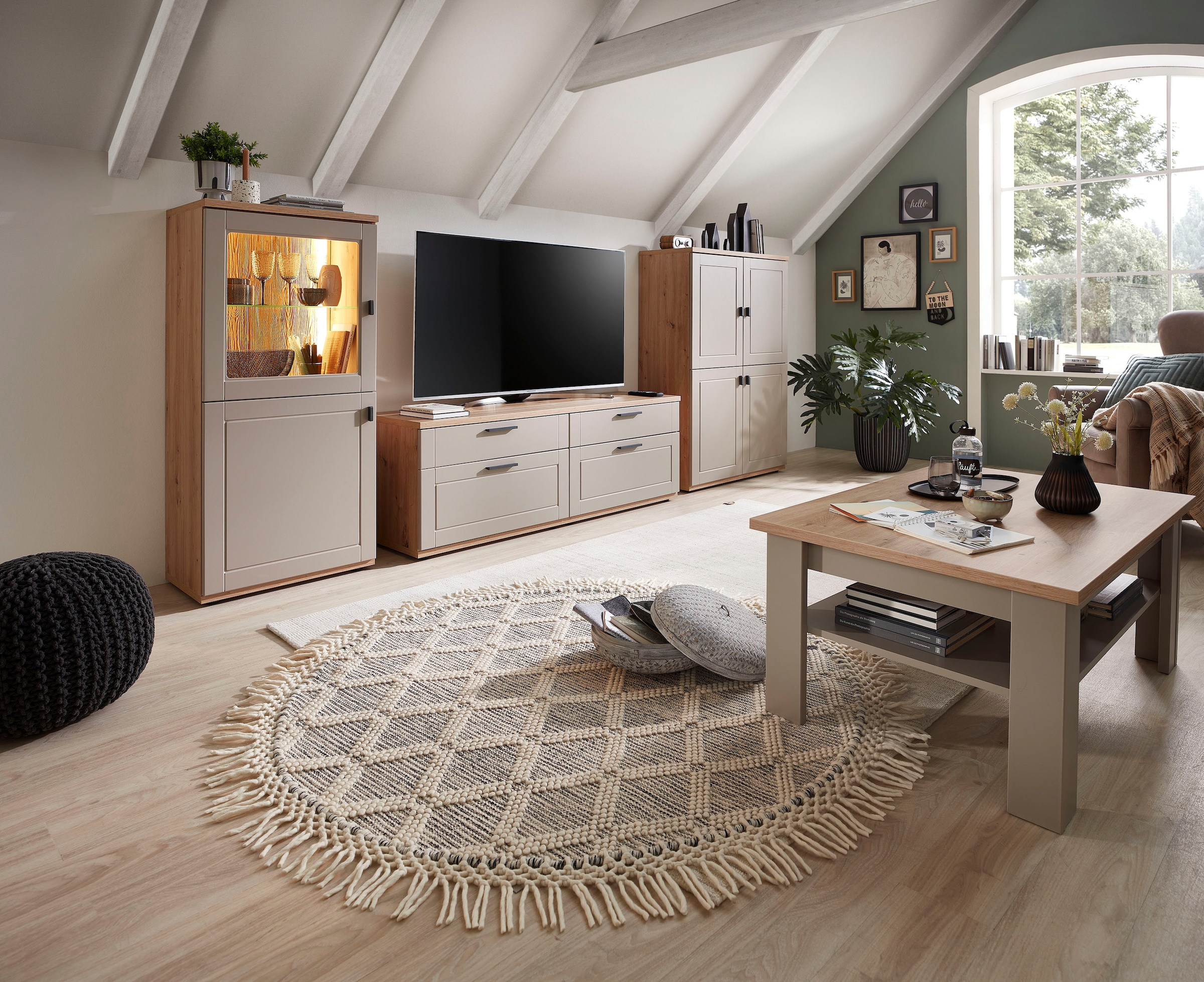 Image of TOM TAILOR HOME Teppich "Colored Macrame" rund 10 mm Höhe Handweb Teppich, reine Wolle, handgewebt, mit Fransen, Scandi Design