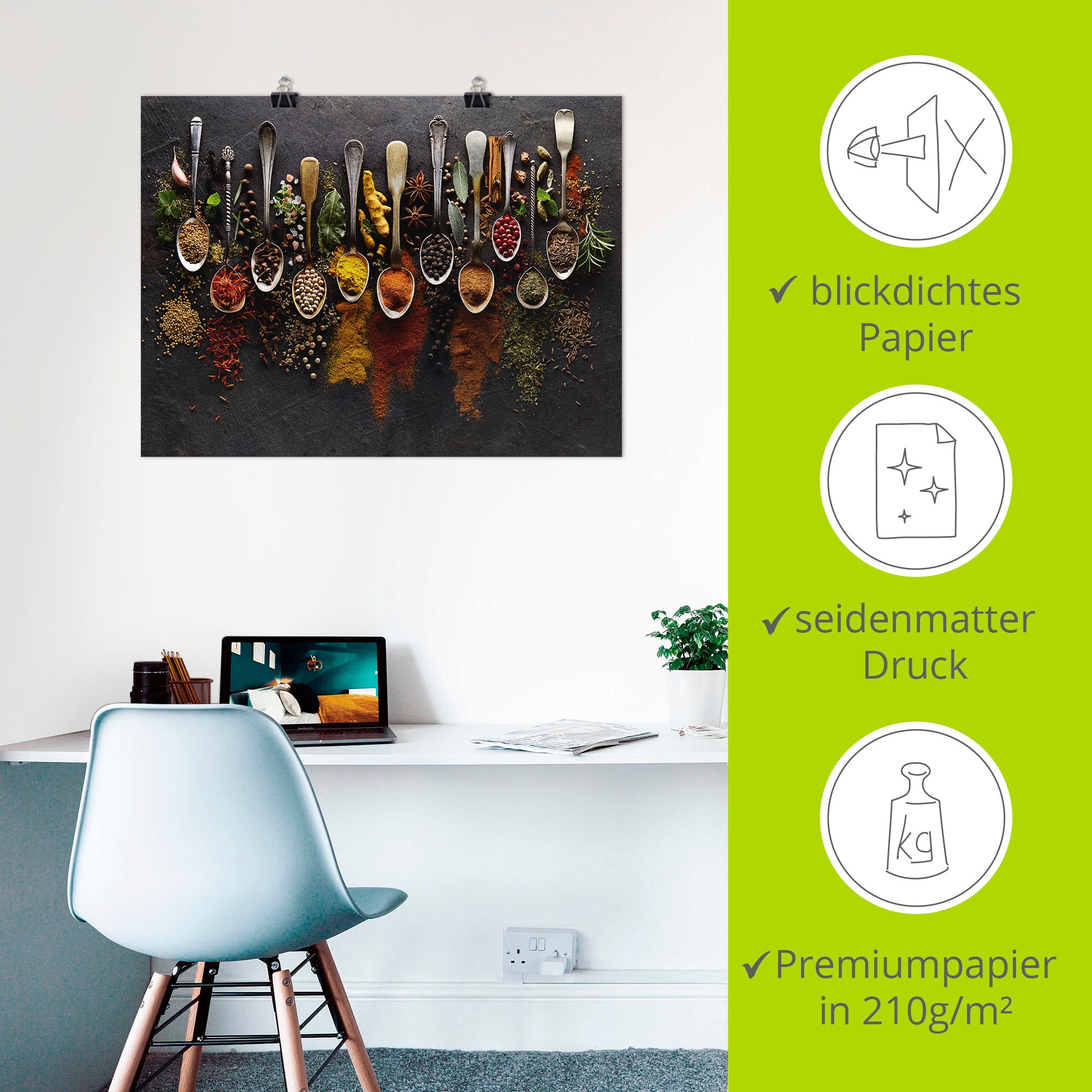 Artland Wandbild »Kräuter Gewürze Schiefer« Lebensmittel 1 Stk. tlg. als Alubild, Outdoorbild, Leinwandbild, Poster, Wandaufkleber