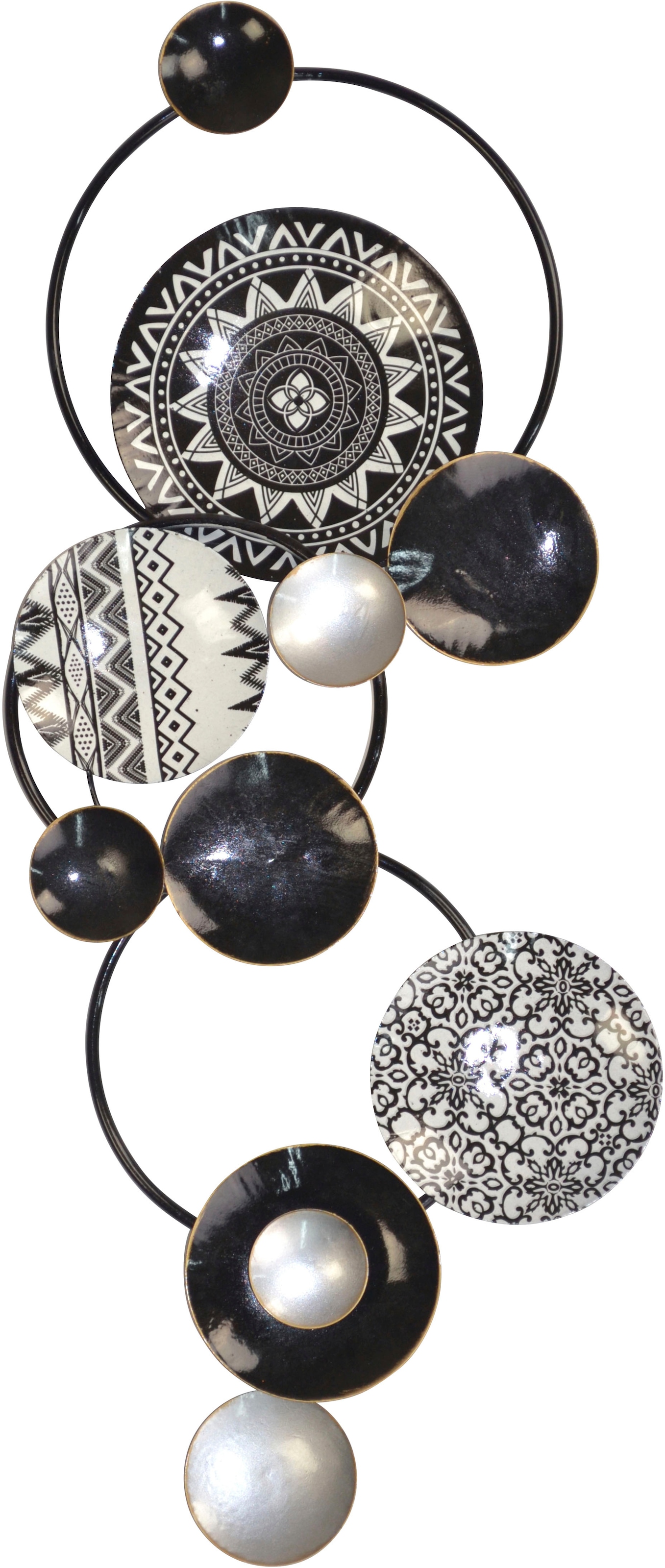 Image of HOFMANN LIVING AND MORE Wanddekoobjekt "Wanddekoration" Grosse Wanddeko Kreise in schwarz silber