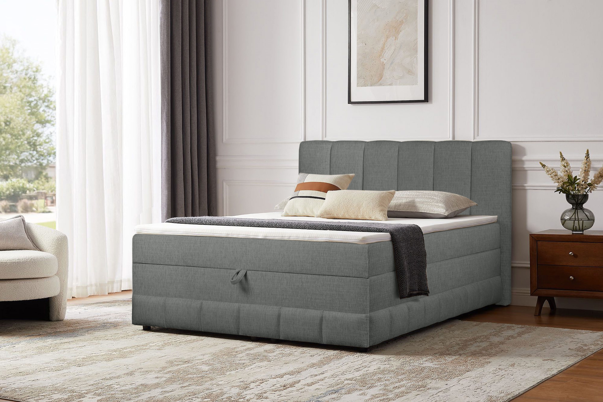 GOODproduct Lit de boxe »Likely inkl. Bettkasten, Liegefläche 180x200 cm, in Boxspring-Optik« inkl. Topper & Aufbauvideo, erhältlich in verschiedenen Farben