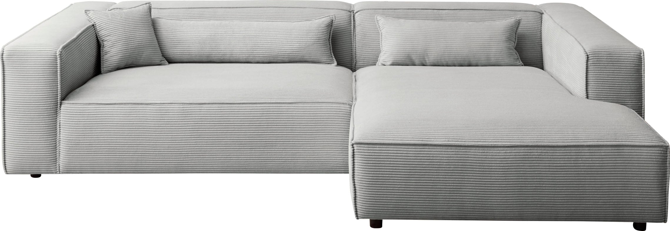 LeGer Home by Lena Gercke Ecksofa »PIARA XXL, Big-Sofa in Cord oder Leinenoptik, L-Form, mit Kedernaht«, wahlweise Ottomane rechts/links, schwarze Füsse, extra tiefe Sitzfläche