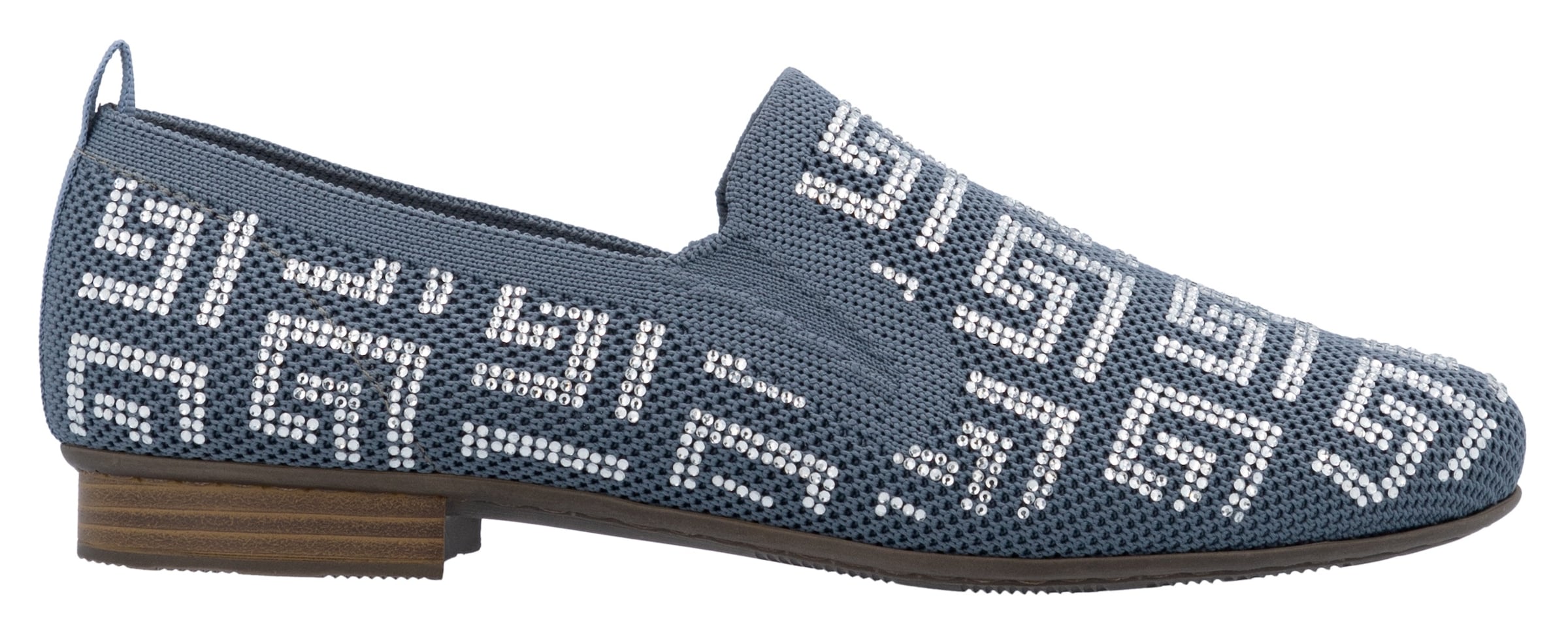 Rieker Slipper  Halbschuh, Schlupfschuh, Blockabsatz, Loafer mit Glitzersteinchen