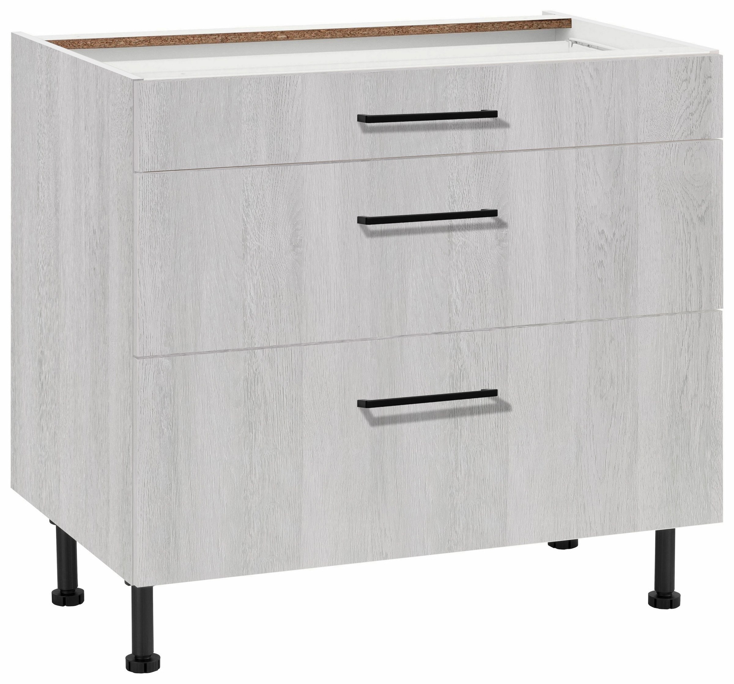 Image of wiho Küchen Unterschrank "Nisos" 90 cm breit, Soft-Close in Schubladen, verstellbare Füsse, ohne Platte
