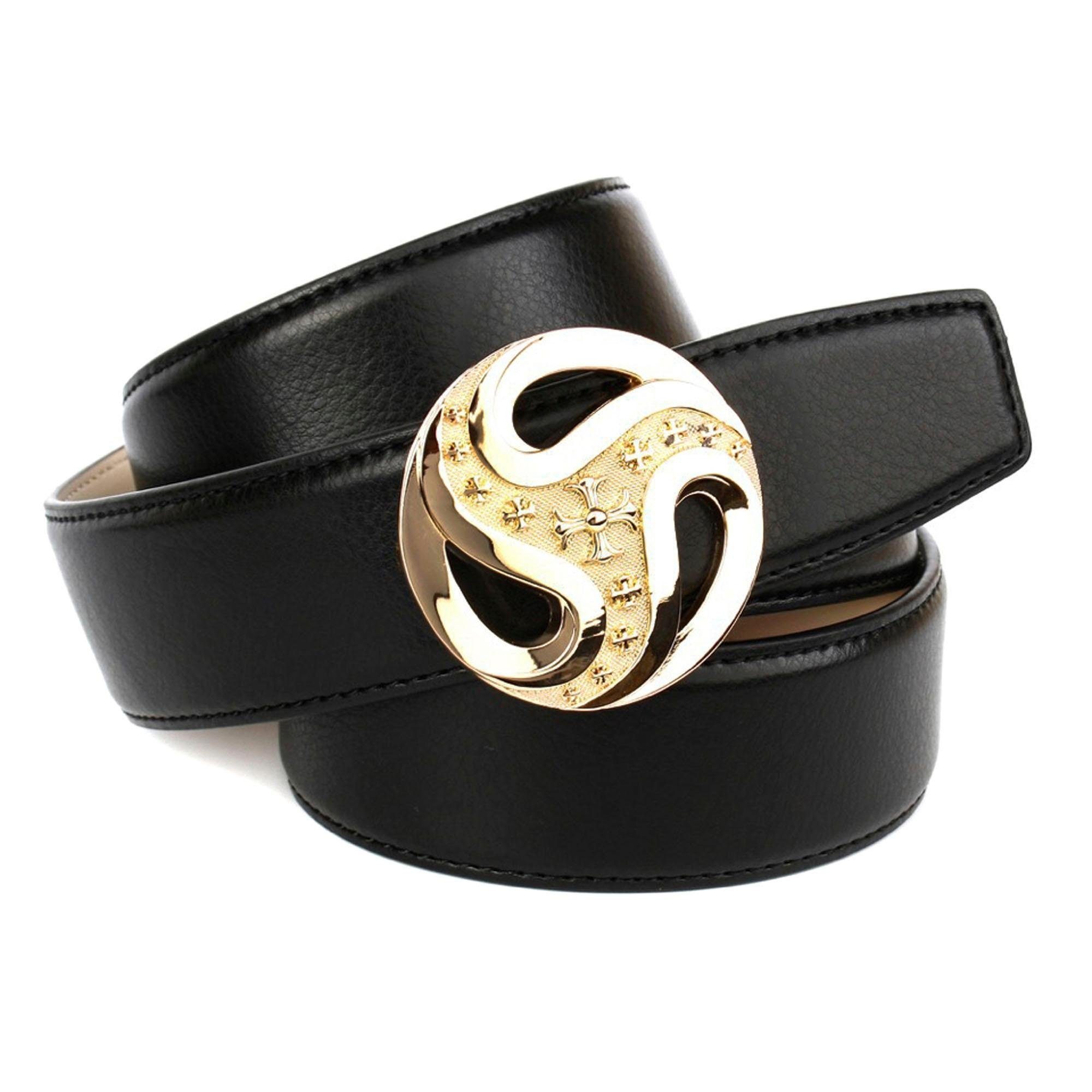 Image of Anthoni Crown Ledergürtel, mit runder goldfarbener Schliesse, kleine Kreuze bei Ackermann Versand Schweiz