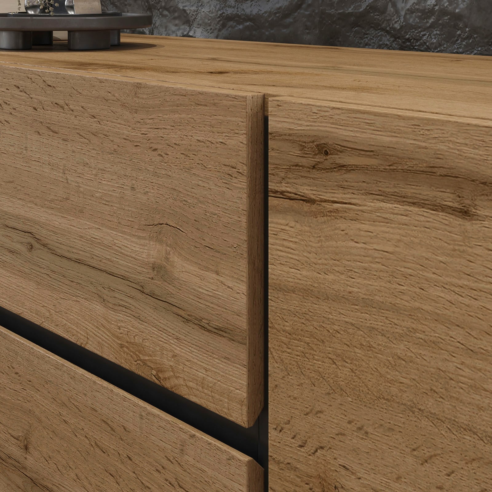 INOSIGN Sideboard »Cross, Breite 150 cm, moderne grifflose Kommode, 2Türen/3 Schubkästen« Schubladenkommode mit viel Stauraum, Einlegeböden verstellbar