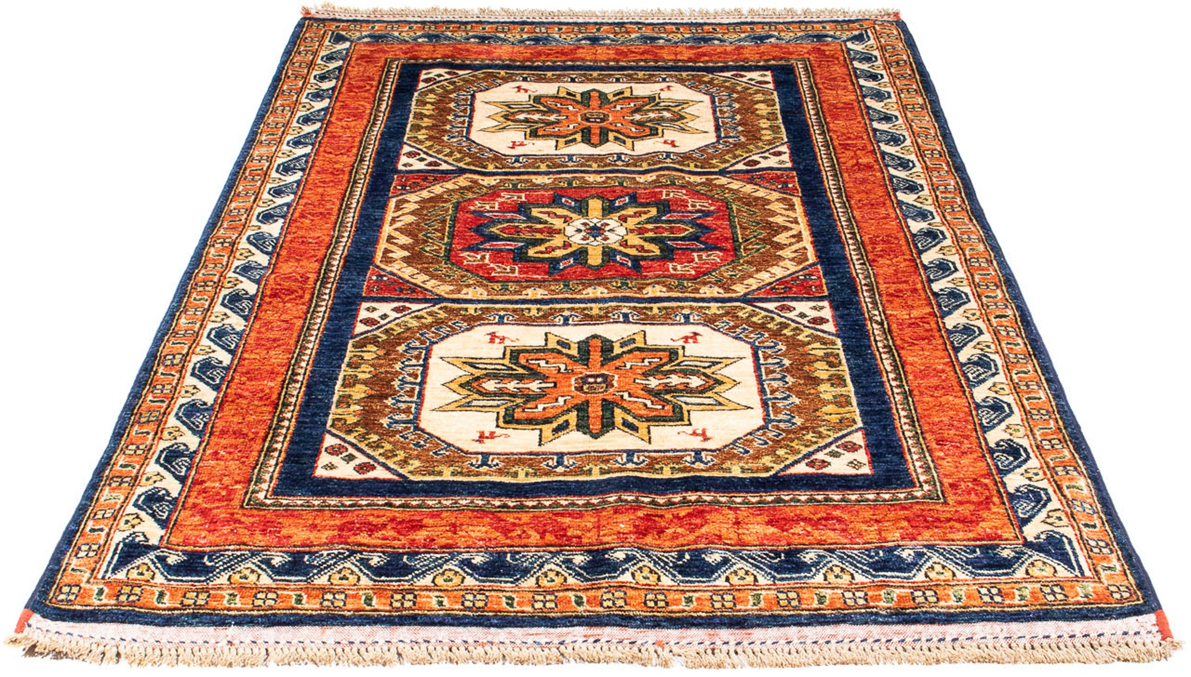 Image of morgenland Orientteppich »Afghan - 185 x 122 cm - dunkelblau«, rechteckig, 7 mm Höhe, Wohnzimmer, Handgeknüpft, Einzelstück mit Zertifikat bei Ackermann Versand Schweiz