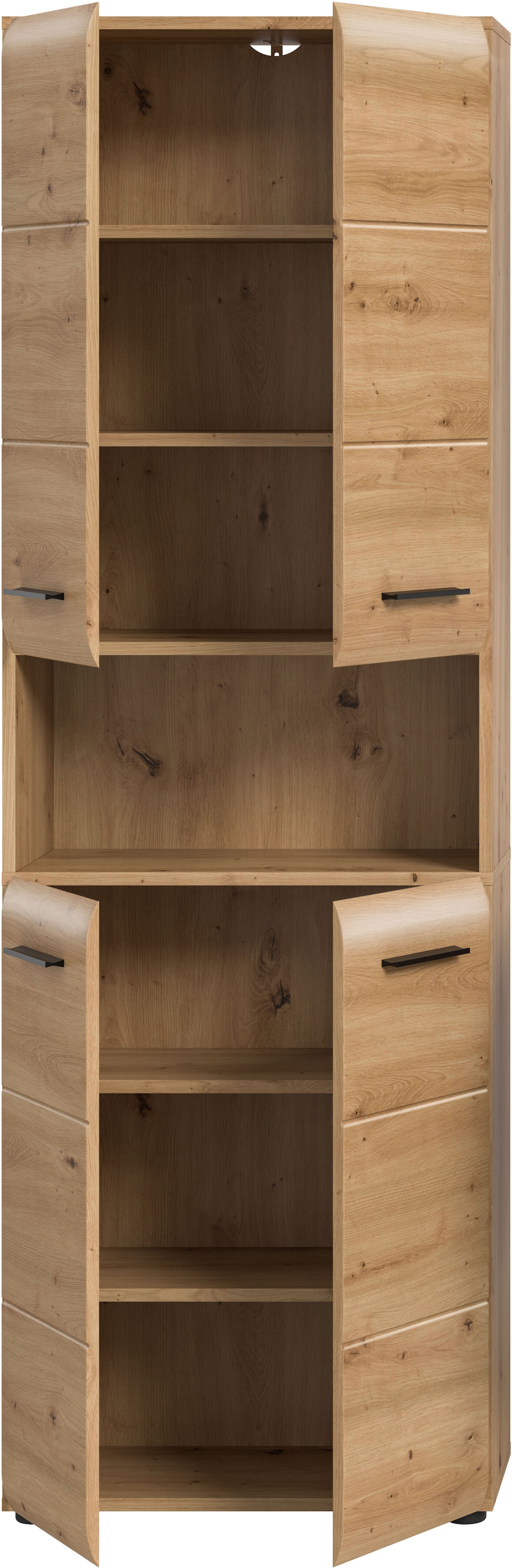 welltime Stauraumschrank »FLORENZ, TOPSELLER!, Höhe 185 cm, 4 Türen, 4 Fachböden, 1 offenes Fach« TOPSELLER!,  hochwertige MDF Front, Griff schwarz