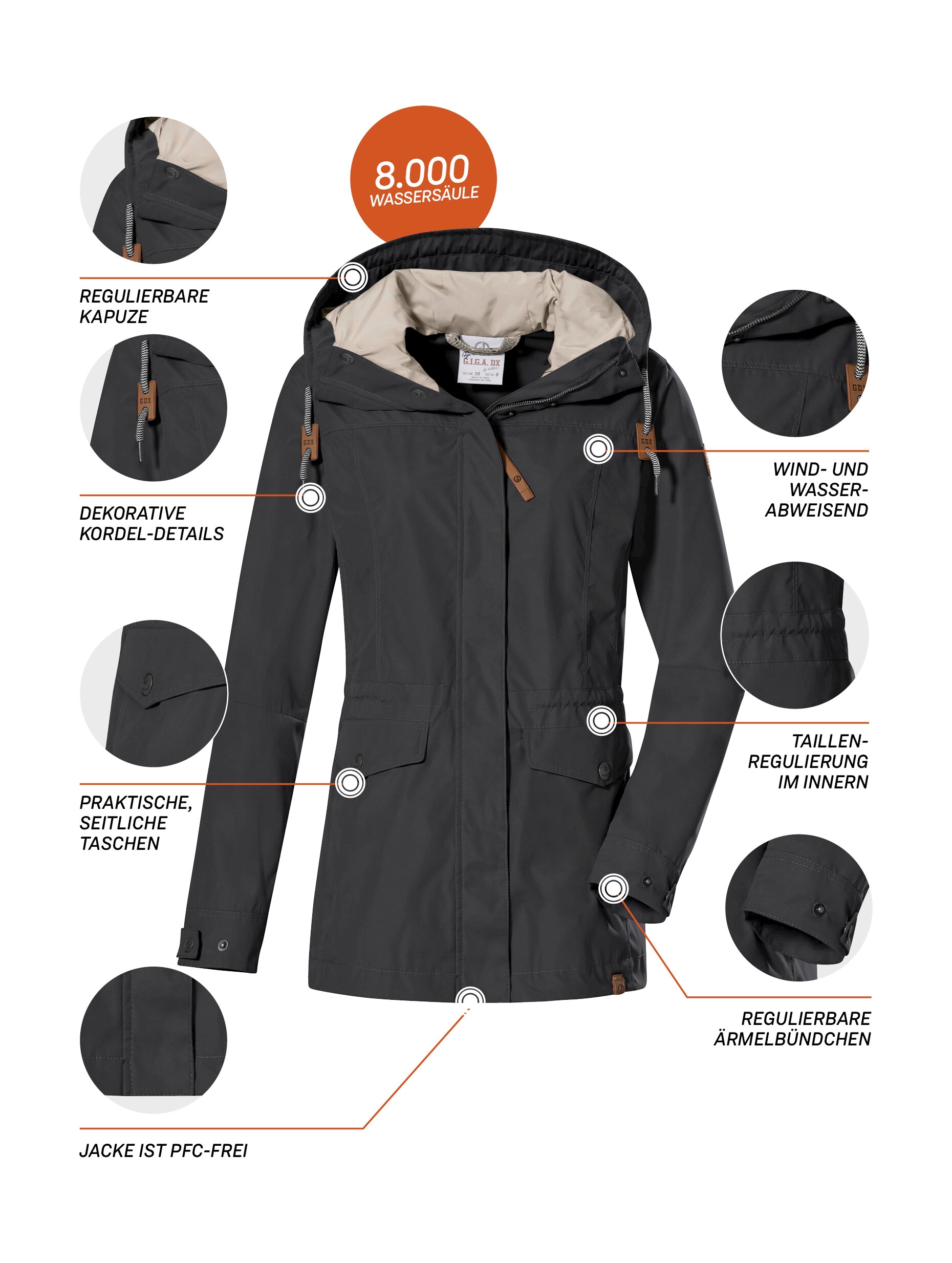 G.I.G.A. DX by killtec Funktionsjacke »GS 7 WMN JCKT«, Wetterfeste, urbane Funktionsjacke mit 8.000 mm Wassersäule