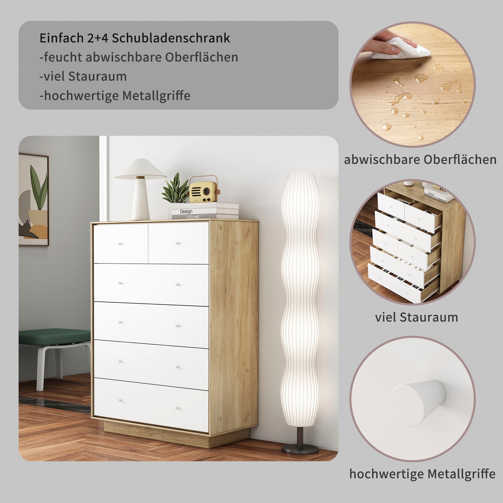 GOODproduct Kommode »Blaire« kratzfeste Melaminoberfläche, ABS-Kanten und FSC-zertifiziertem Holz