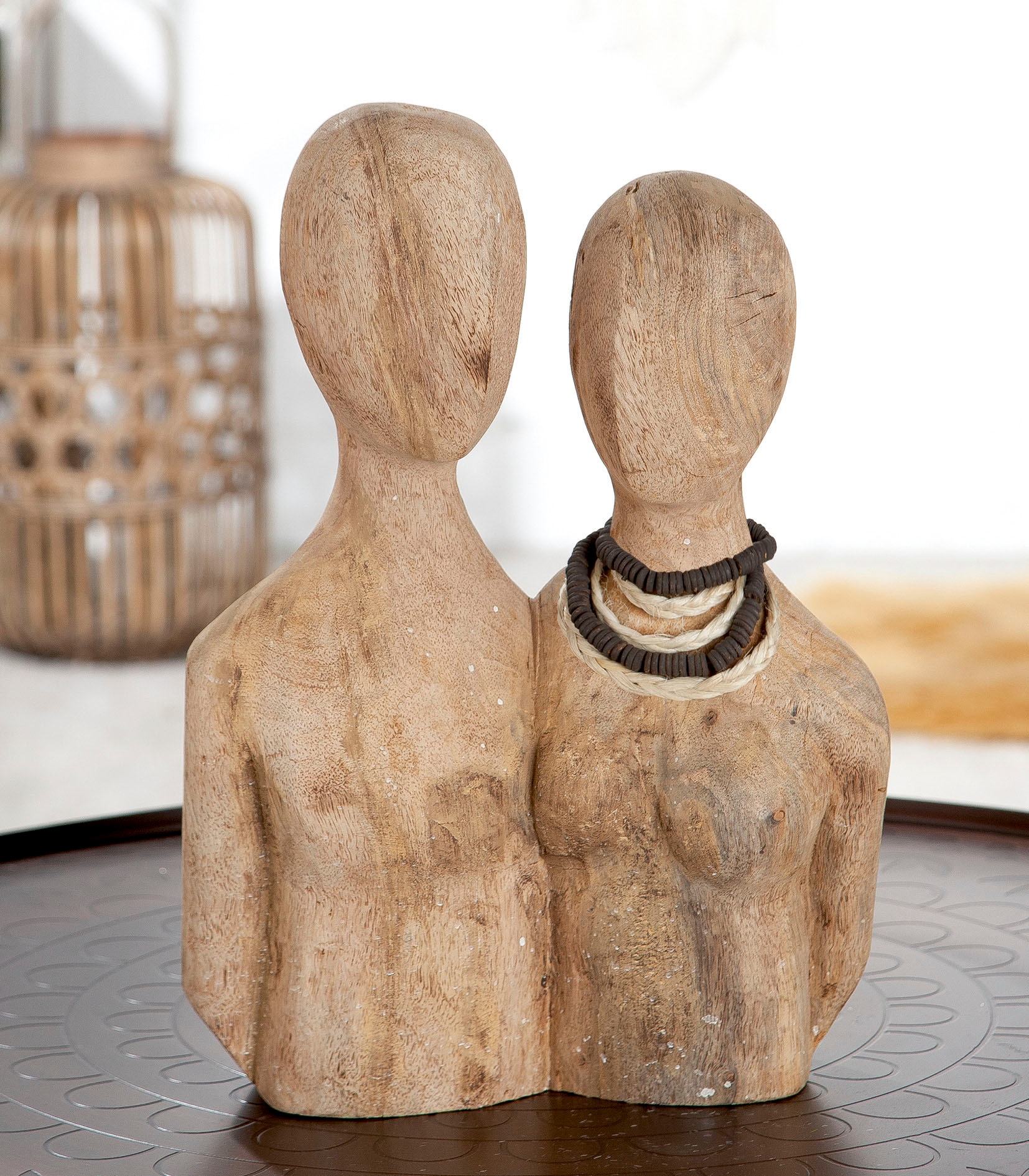 Casablanca by Gilde Dekofigur »Skulptur Pair, natur« Dekoobjekt, aus Holz, Höhe 37 cm, Wohnzimmer