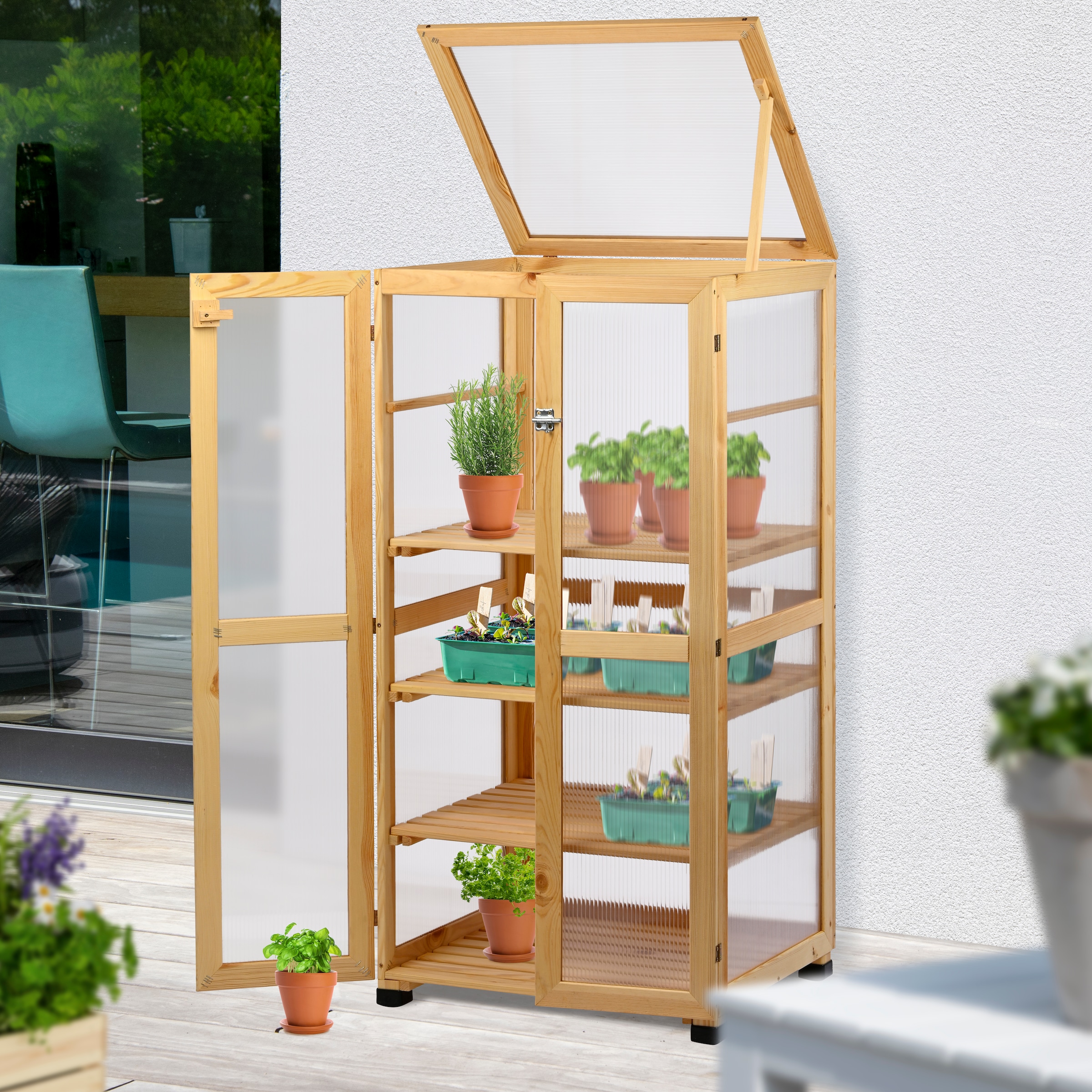 dobar Anzuchttopf »Dome« grosser Anzuchtschrank aus FSC®-zertifiziertem Kiefernholz