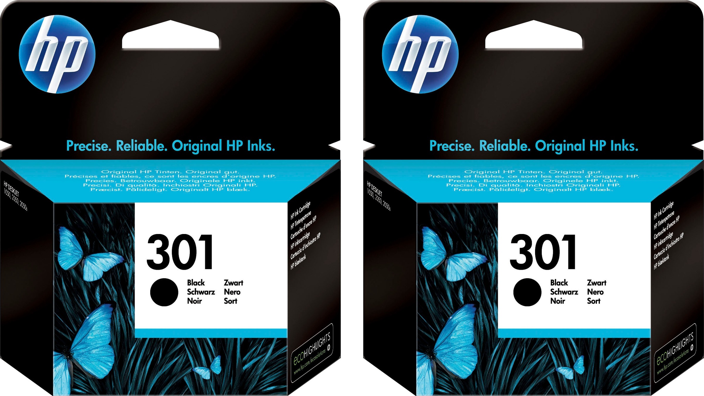Image of HP Tintenpatrone "HP original Druckerpatrone 301 schwarz, Doppelpack" original Druckerpatrone 301 Doppelpack CH561EE schwarz