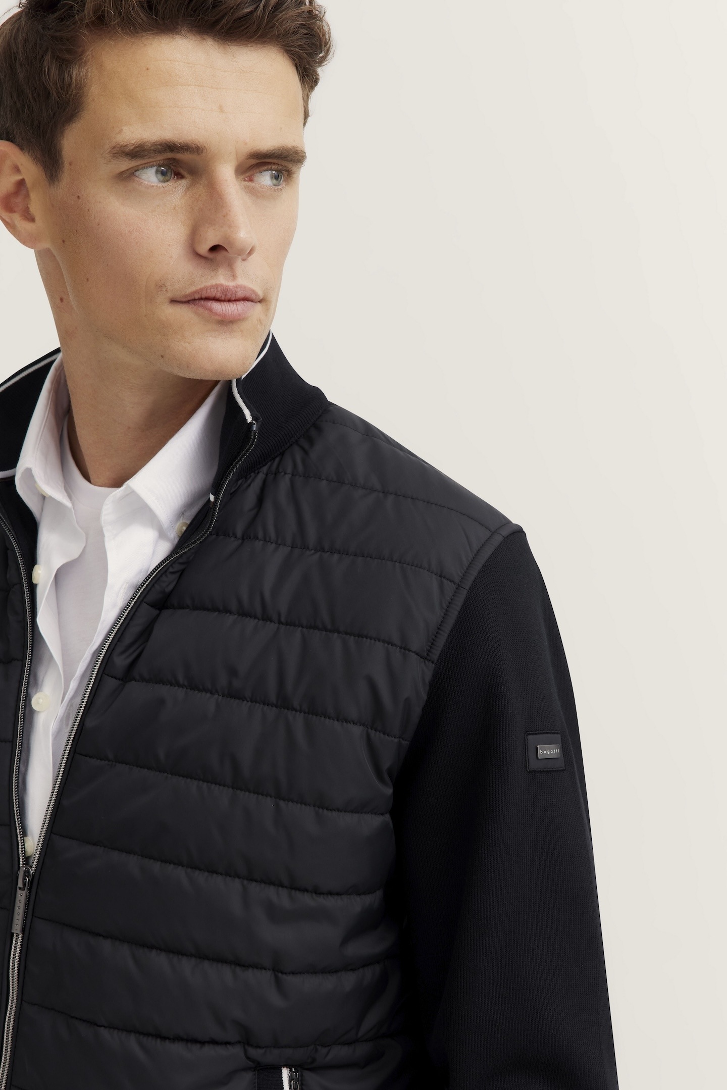 bugatti Veste sweat »Basic Essential« Modern Fit in Stepp-Optik
