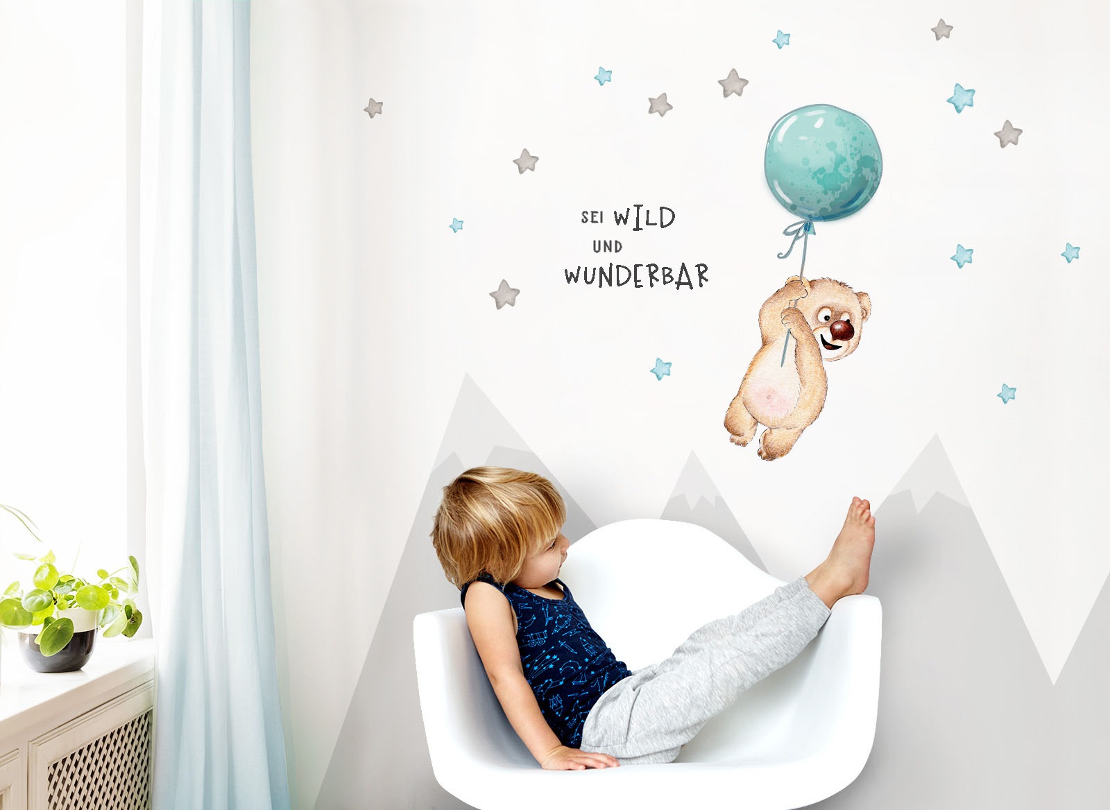 Image of little DECO Wandtattoo »Little Deco Wandtattoo Sei wild & Teddybär mit Luftballon« bei Ackermann Versand Schweiz