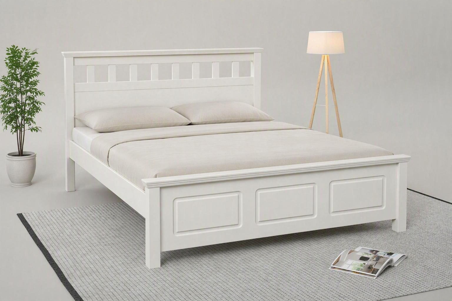 GOODproduct Lit »Tillian, Bettgestell, Doppelbett, Bettkasten optional, Made in EU« Surface de couchage 140x200 cm,  en pin massif combiné avec MDF, FSC®, incluant sommier à lattes