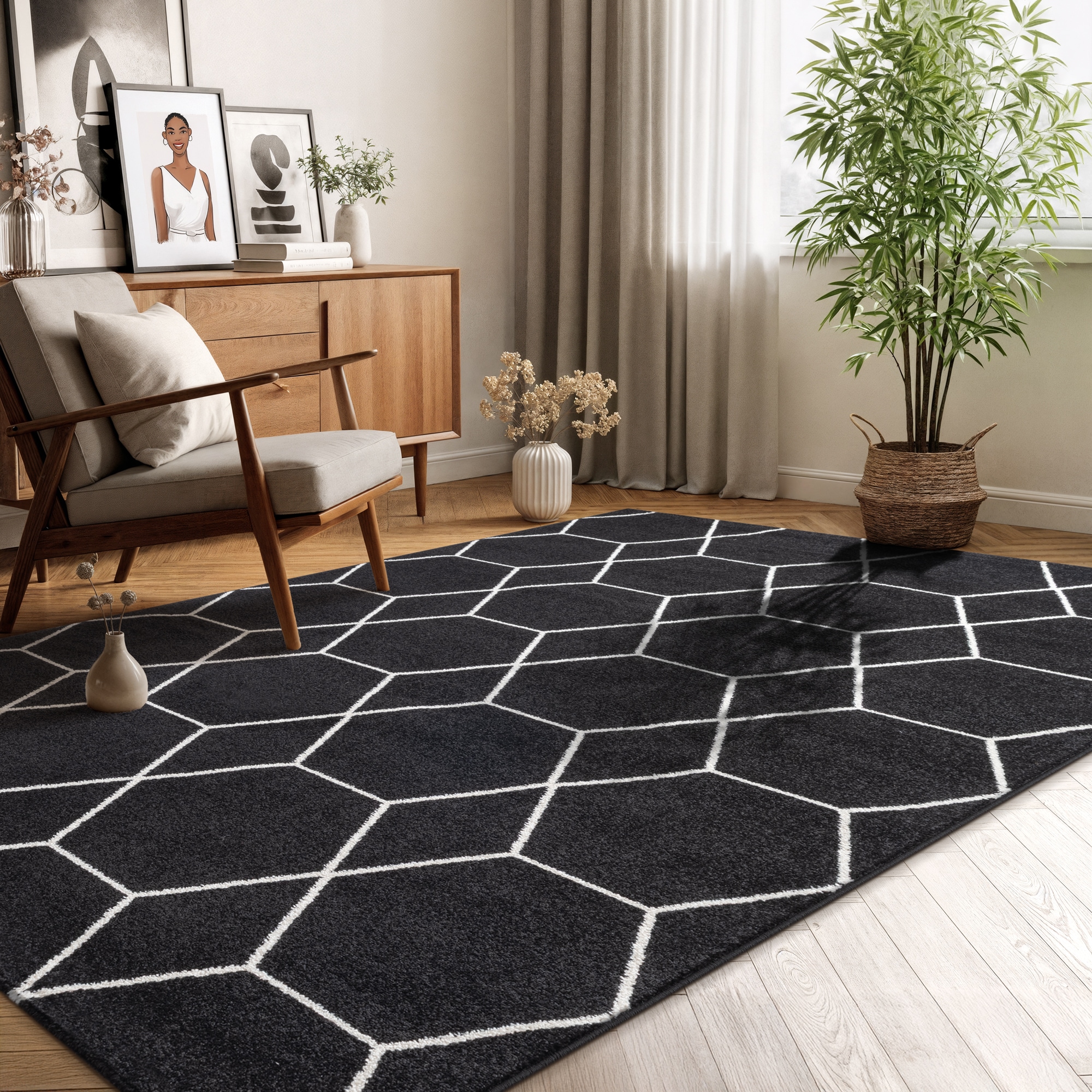 Sanat Teppich »Trellis , auch als Läufer und Rund« rechteckig 10 mm Höhe Kurzflor, skandi, boho, grosse Farbauswahl, alle Räume