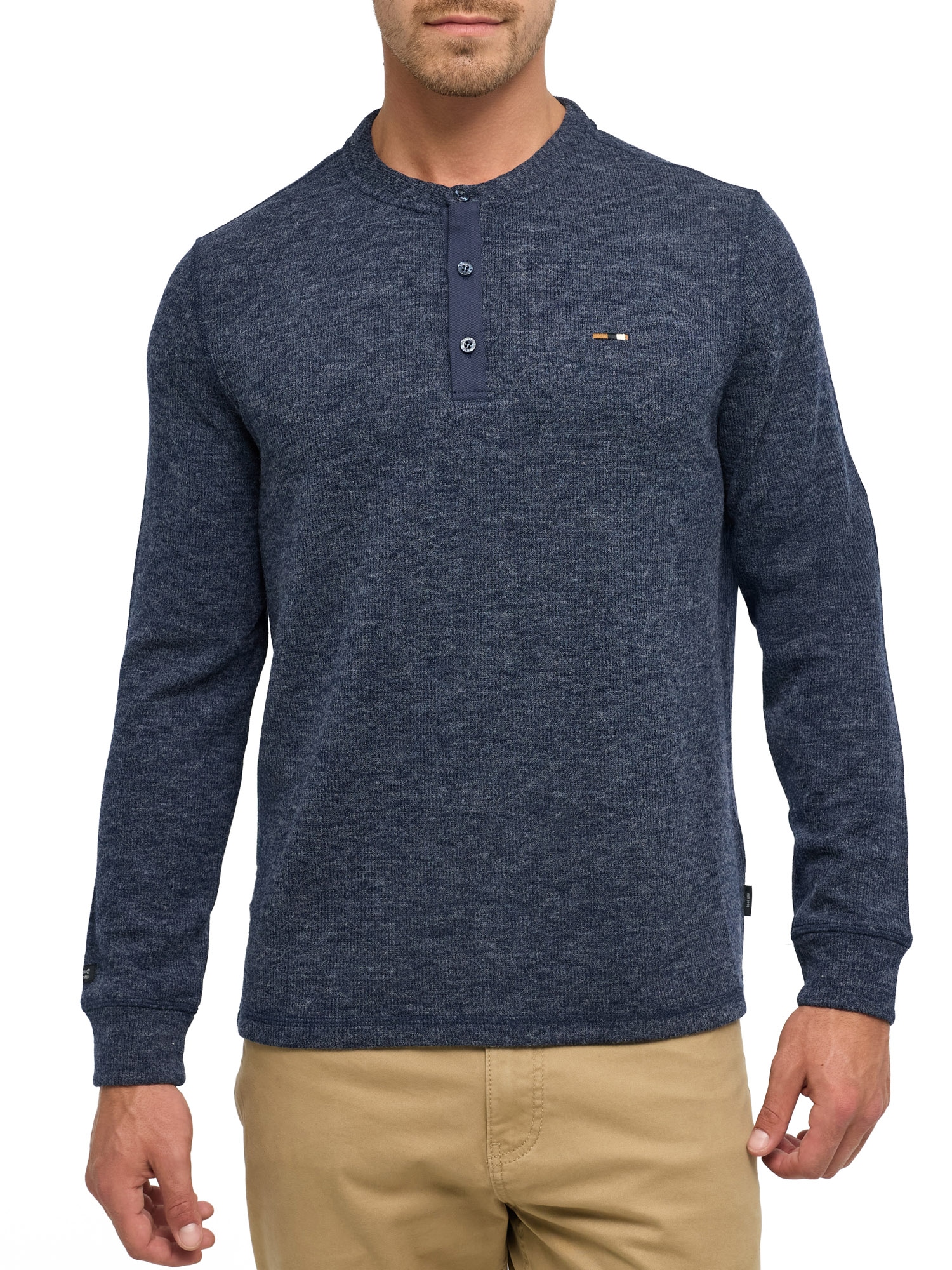 Image of Indicode Sweatshirt "INDorburn Grandad", Materialmix, regular fit