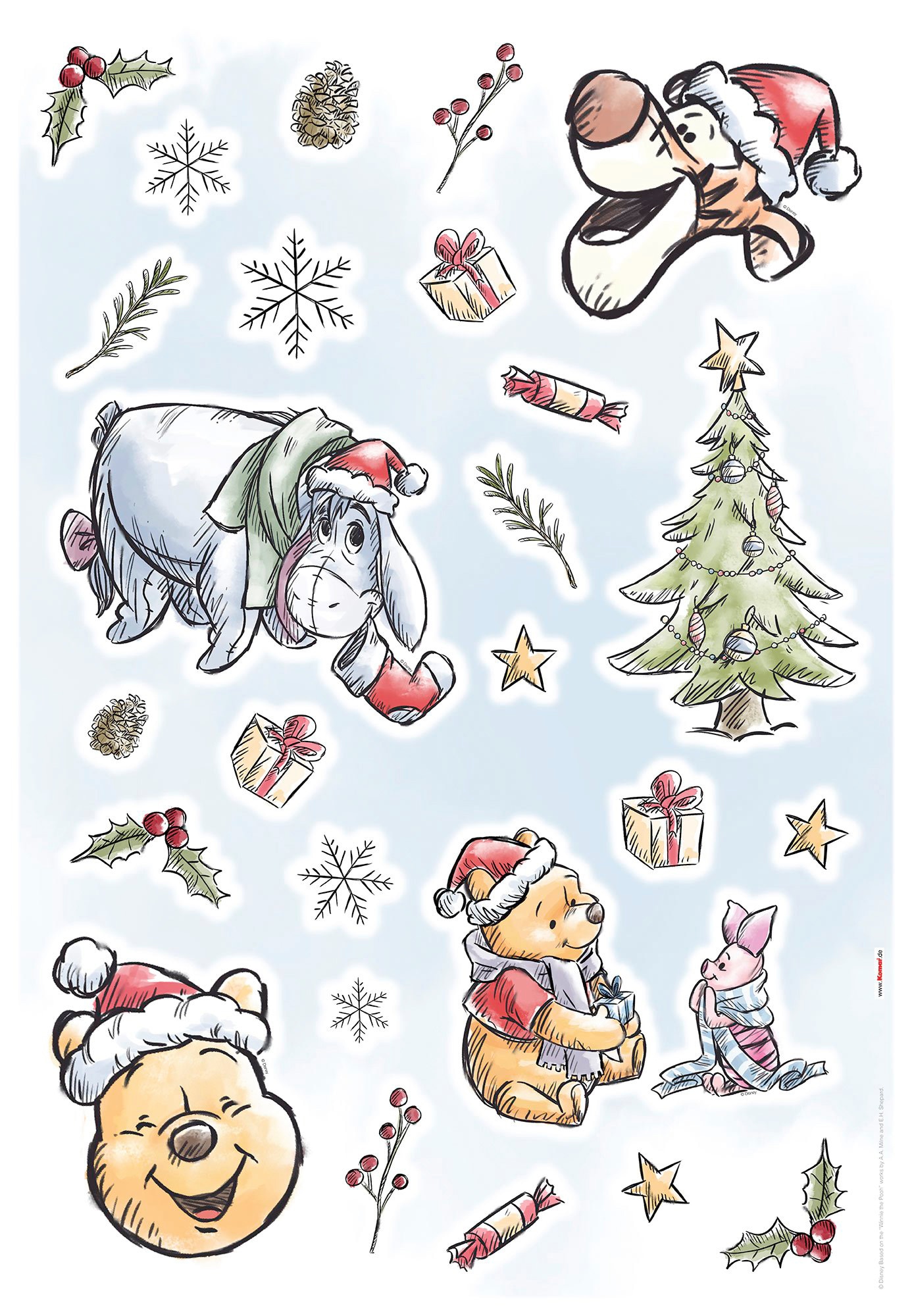 Image of Komar Wandtattoo "Winnie the Pooh Christmas - Grösse 50 x 70 cm" selbstklebend, Wandsticker, Kinderzimmer