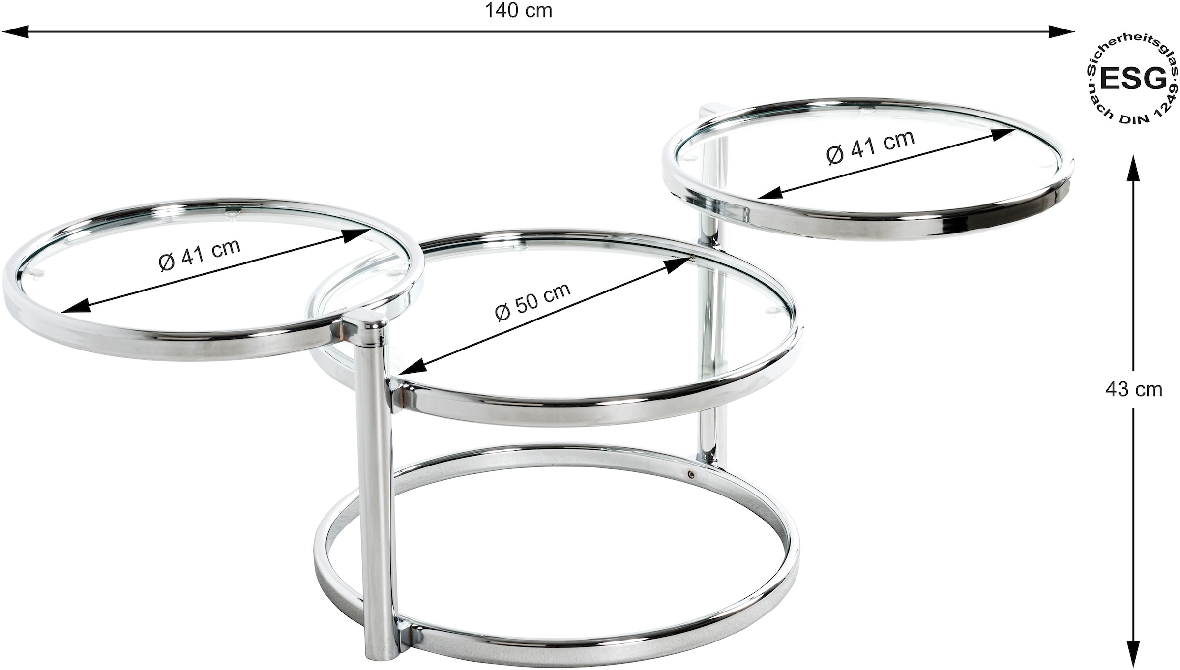 HAKU Couchtisch Chrom