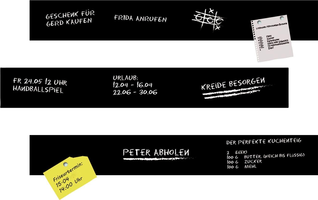 queence Film pour tableau »Magnetisches Memo-Board« magnetische Tafelfolie, Tafel, selbstklebend, 3er Set