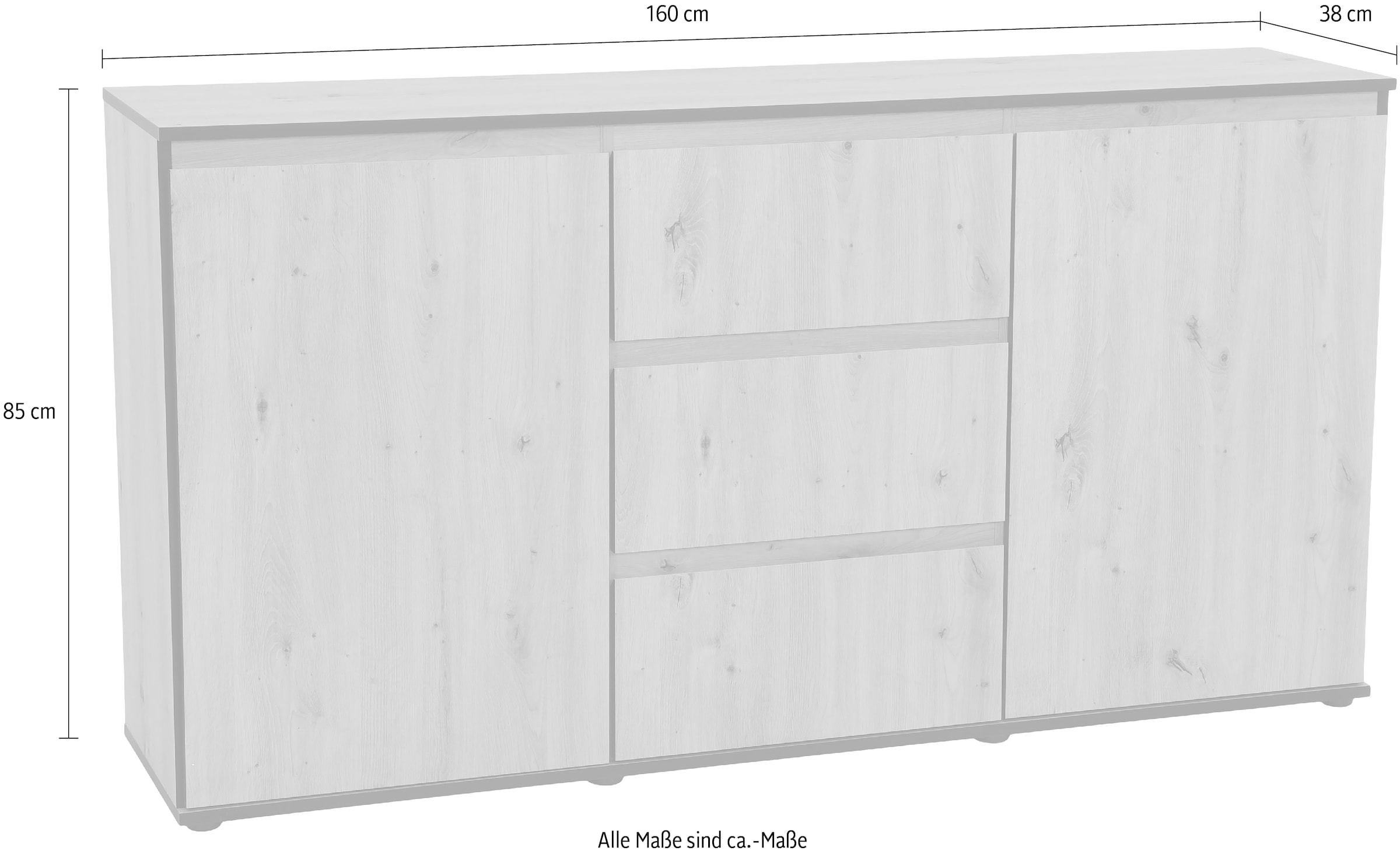 HELA Sideboard »Ariana« mit angeschrägten Griffmulden, Breite 160 cm