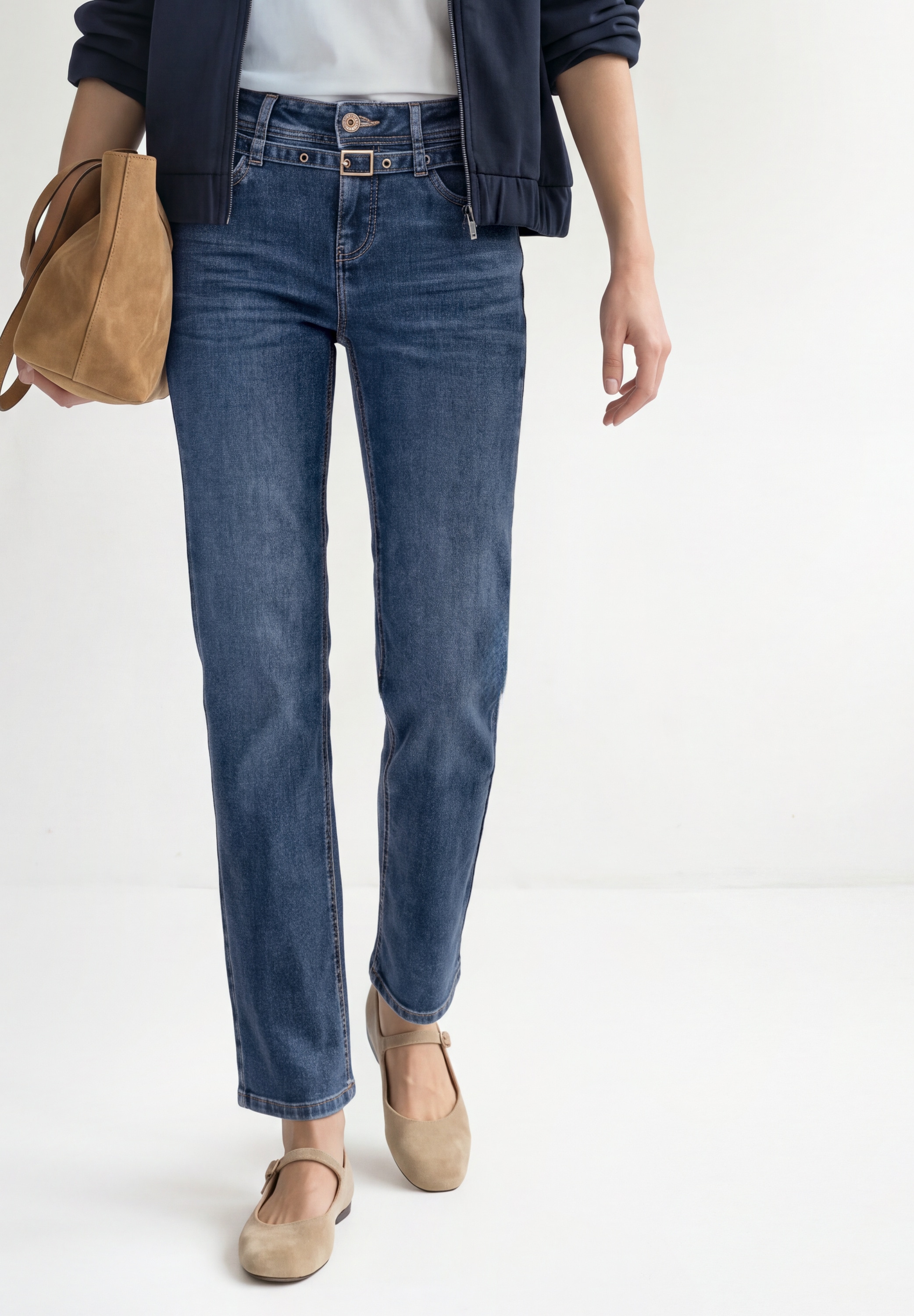 Image of STREET ONE Straight-Jeans "Style Amalia" mit Jeans-Gürtel / Stretch