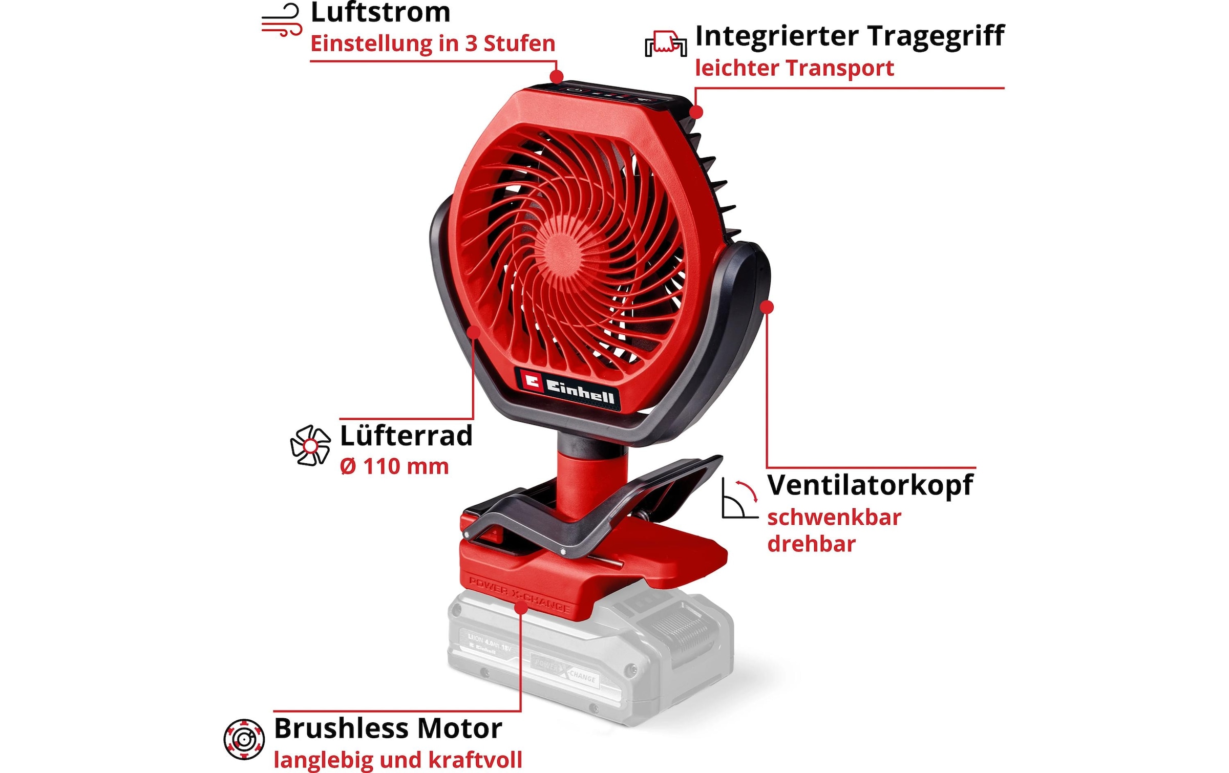 Einhell Ventilateur de table »GC-CF 18/110 Li-Solo«