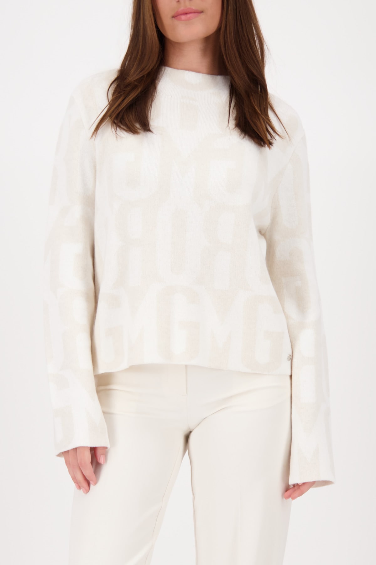 Image of Monari Strickpullover "Pullover Schriftenmix" Regular fit mit Rundhalsausschnitt