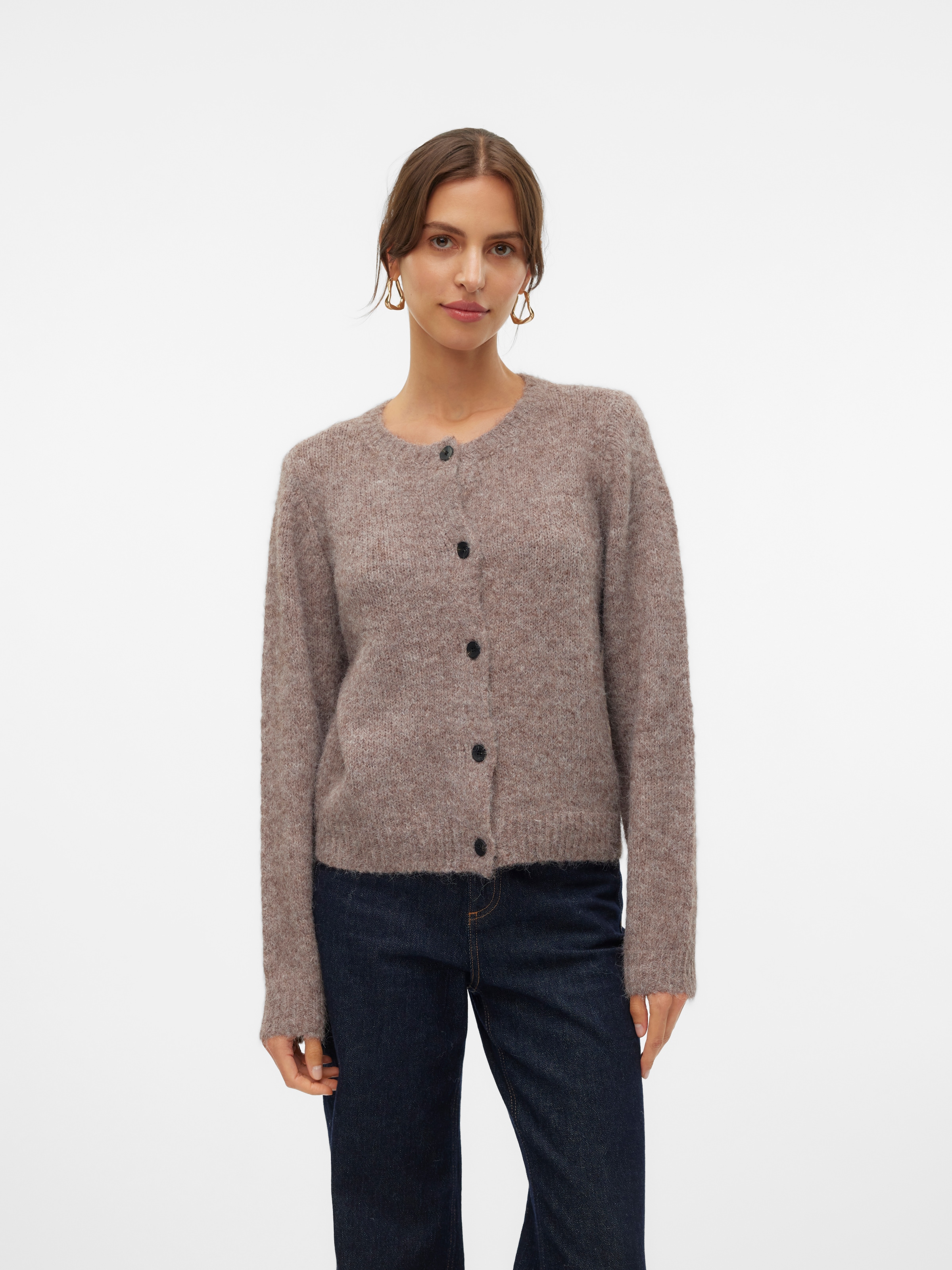 Vero Moda Strickjacke »VMNOVAH LS O-NECK BUTTON CARDI GA NOOS« Materialmix, regular fit