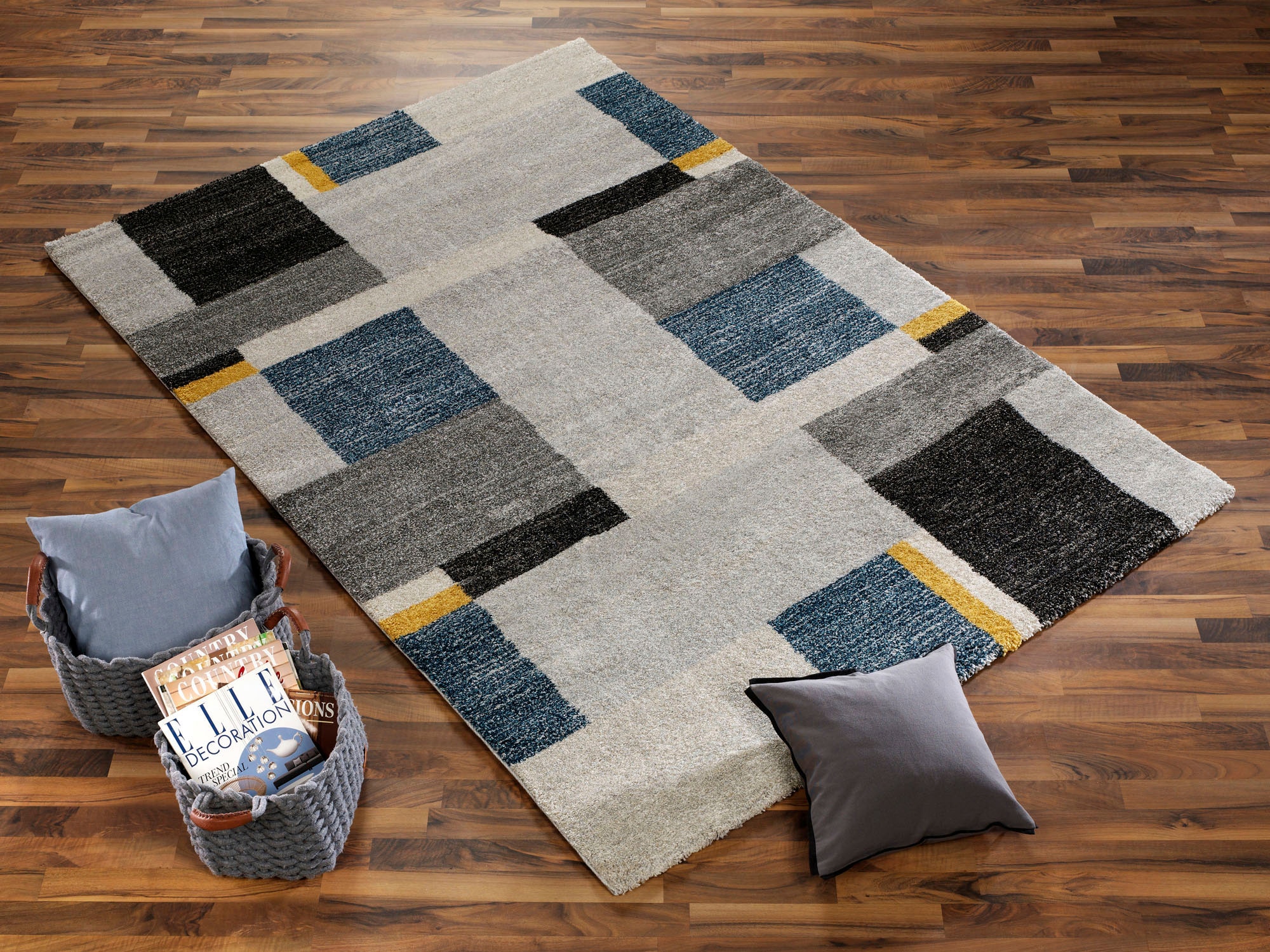 Image of OCI DIE TEPPICHMARKE Teppich "CASTLE BEPPO, auch als Läufer erhältlich" rechteckig 20 mm Höhe dichter Frisé Kurzflor, kariert, Wohnzimmer, Schlafzimmer