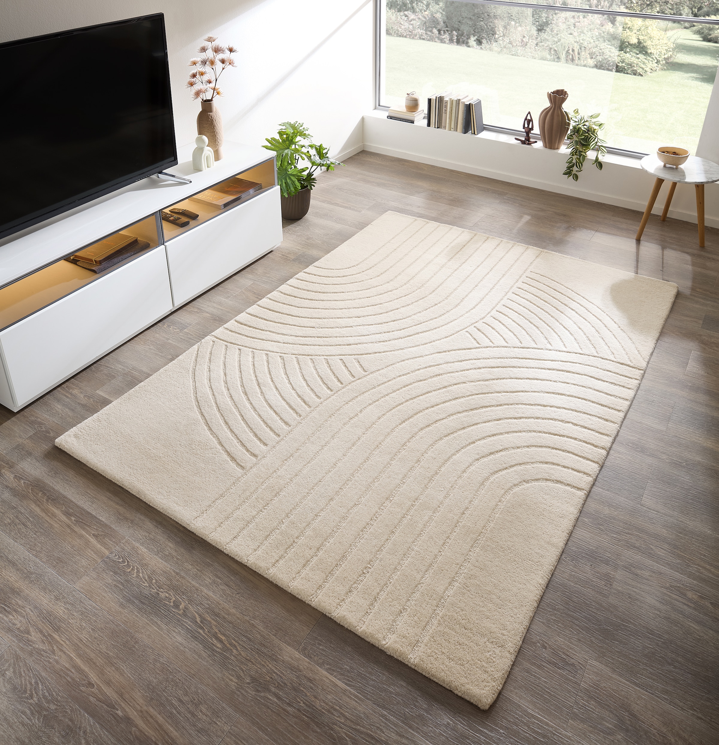 my home Tapis en laine »Gabbo Design, Handgefertigt, Teppich,  reine Wolle,« Rectangulaire 14 mm Höhe Hoch-Tief-Effekt, reine Wolle, Scandi-Look, Naturfaser