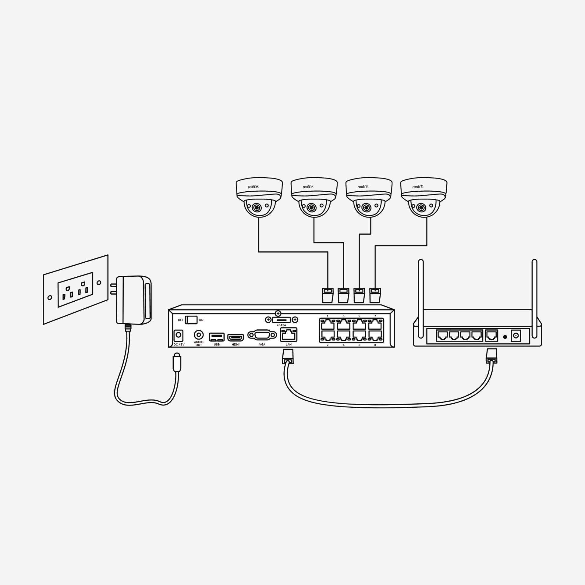 Reolink Überwachungskamera »NVS8-8MD4 - 4K UHD Sicherheitssystem, 8-Kanal NVR«, Aussenbereich, 30m scharfe Nachtsicht, 24/7 Aufnahme, intelligente Erkennung