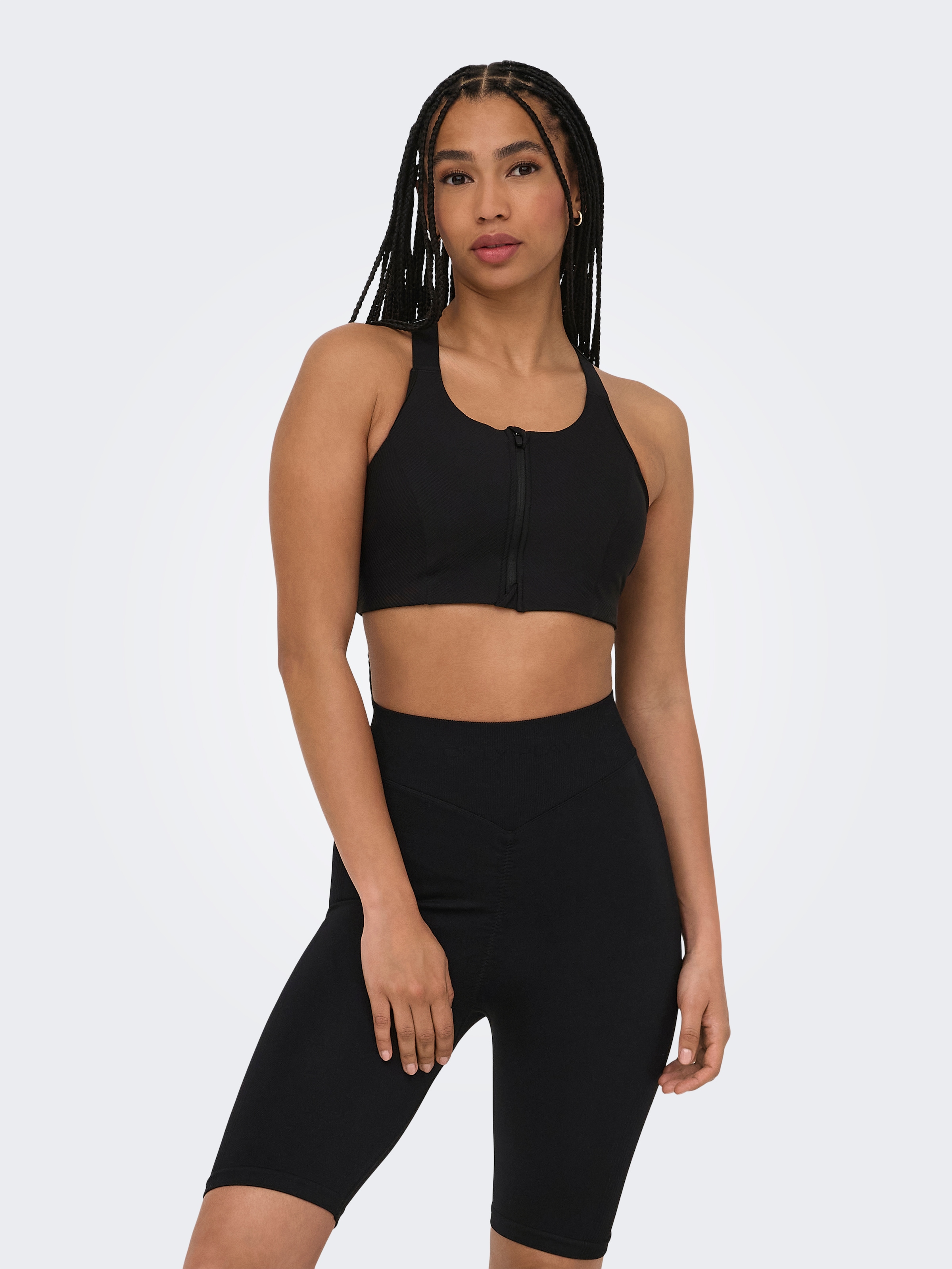ONLY Play Soutien-gorge de sport »ONPJANA-3 ZIP SPORTS BRA NOOS« avec étiquette de marque, en nylon et élasthanne, qualité jersey, élastique