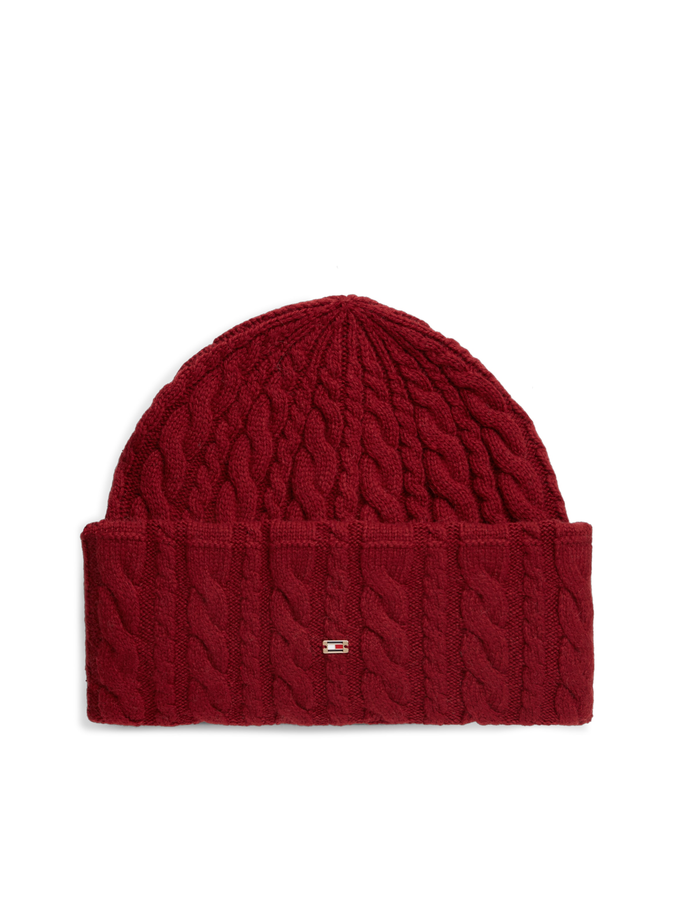 Tommy Hilfiger Bonnet »ENAMEL FLAG CABLE« avec laine d'alpaga et motif torsadé